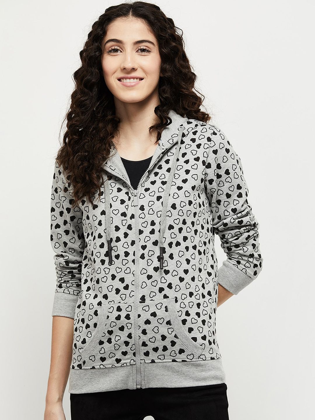 max Women Grey & Black Printed Tailored Jacket Price in India