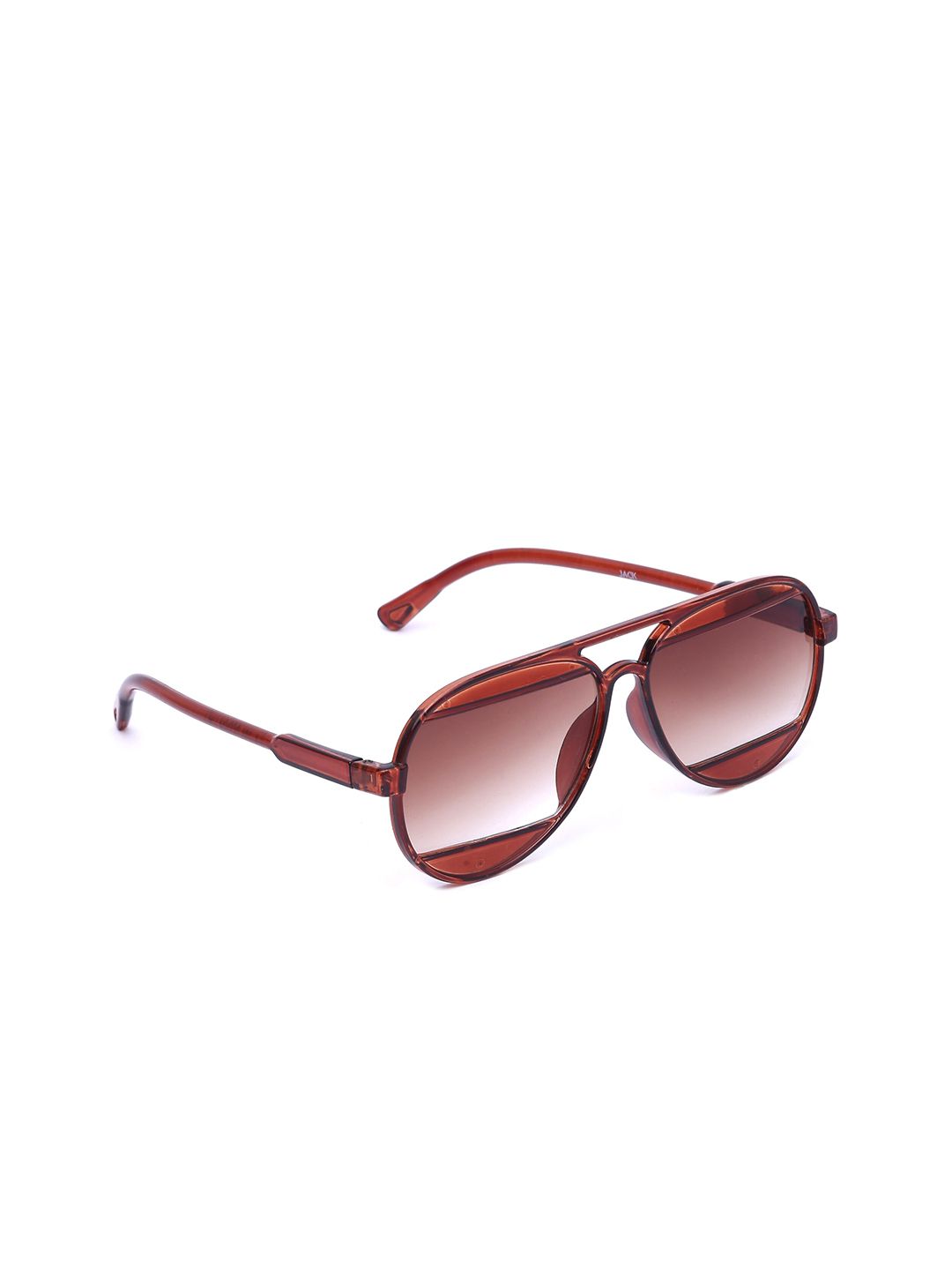 Swiss Design Unisex Brown Lens & Brown Aviator Sunglasses with UV Protected Lens Price in India