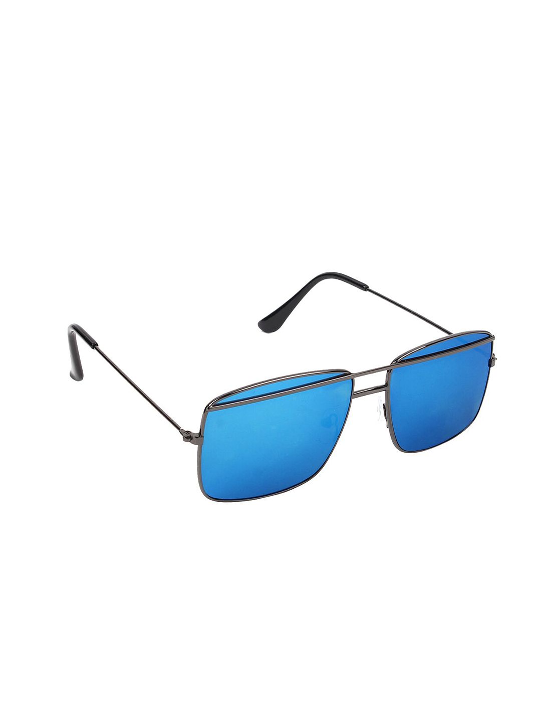 Swiss Design Unisex Blue Lens & Black Square Sunglasses with UV Protected Lens Price in India