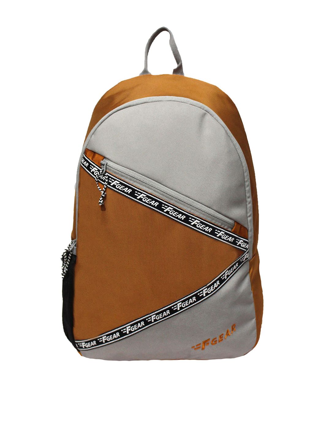 F Gear Unisex Gold-Toned & Grey Colourblocked Backpack Price in India