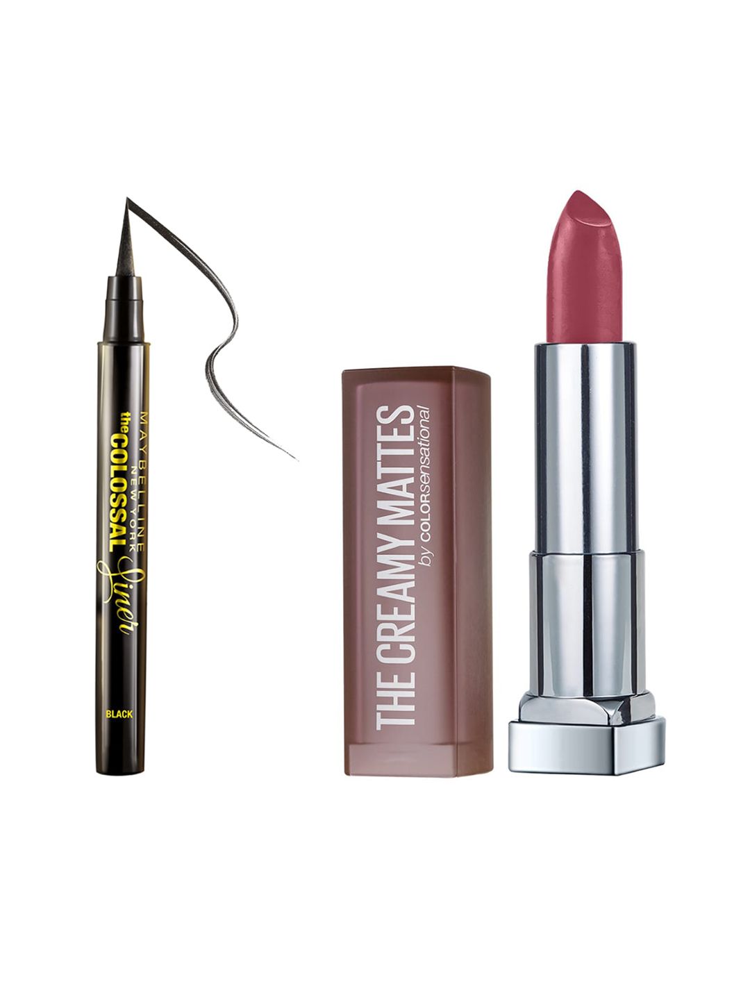 Maybelline TheColossal SketchLiner Black & ColorSensational MatteLipstick 660 TouchOfSpice Price in India