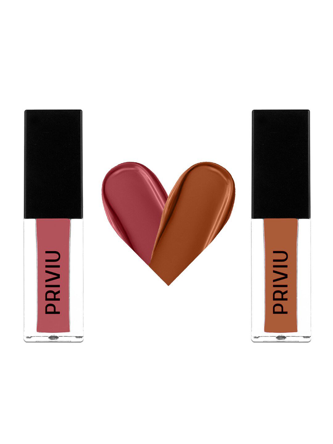 PRIVIU Set of 2 Matte Liquid Lipstick - Peachy Blush , Nude Essence Price in India