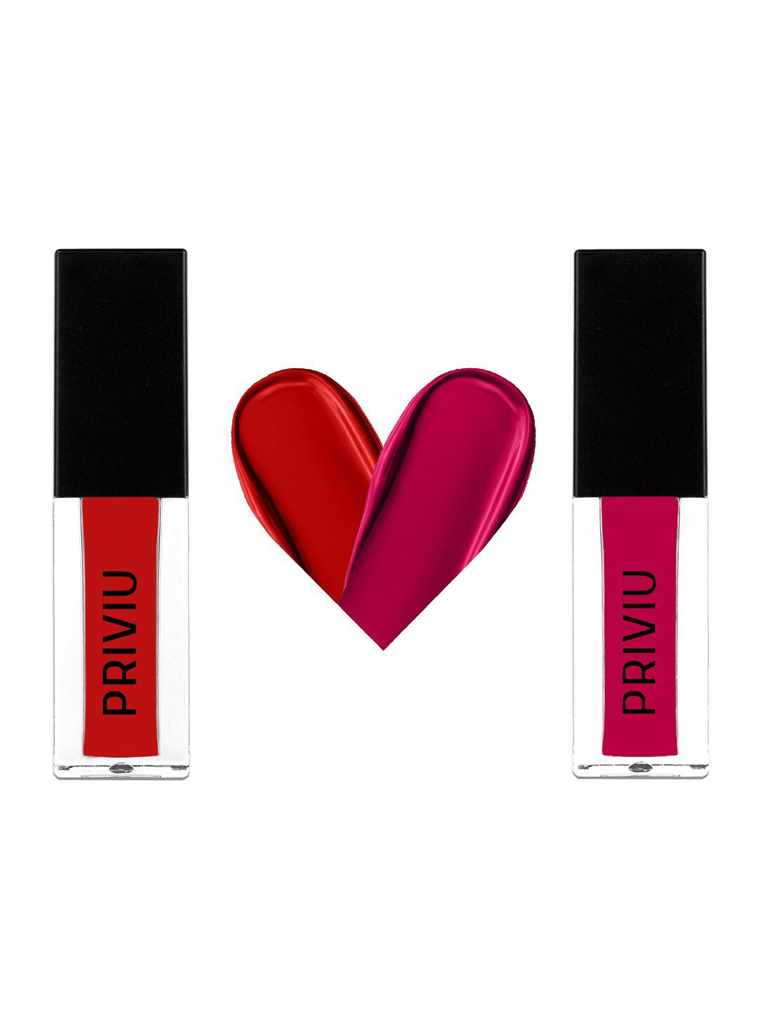 PRIVIU Set of 2 Matte Liquid Lipstick - Cherry Berry , Fuschia Pink Price in India