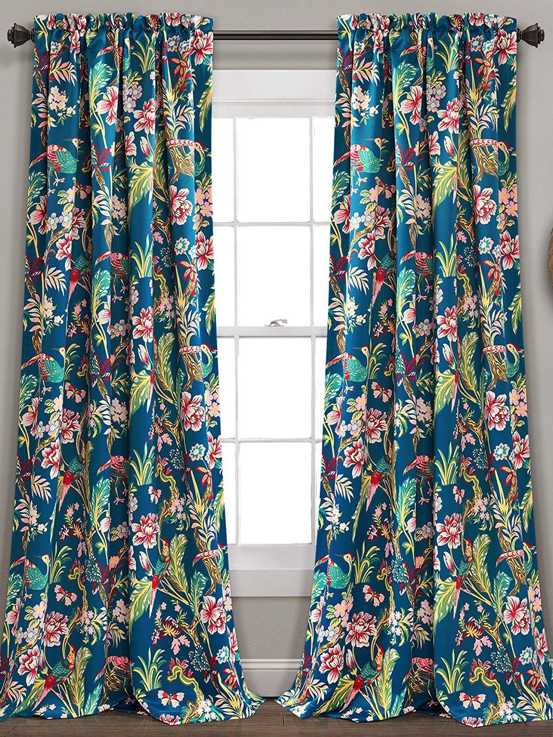 URBAN SPACE Blue & Yellow Set of 2 Quirky Long Door Curtains Price in India