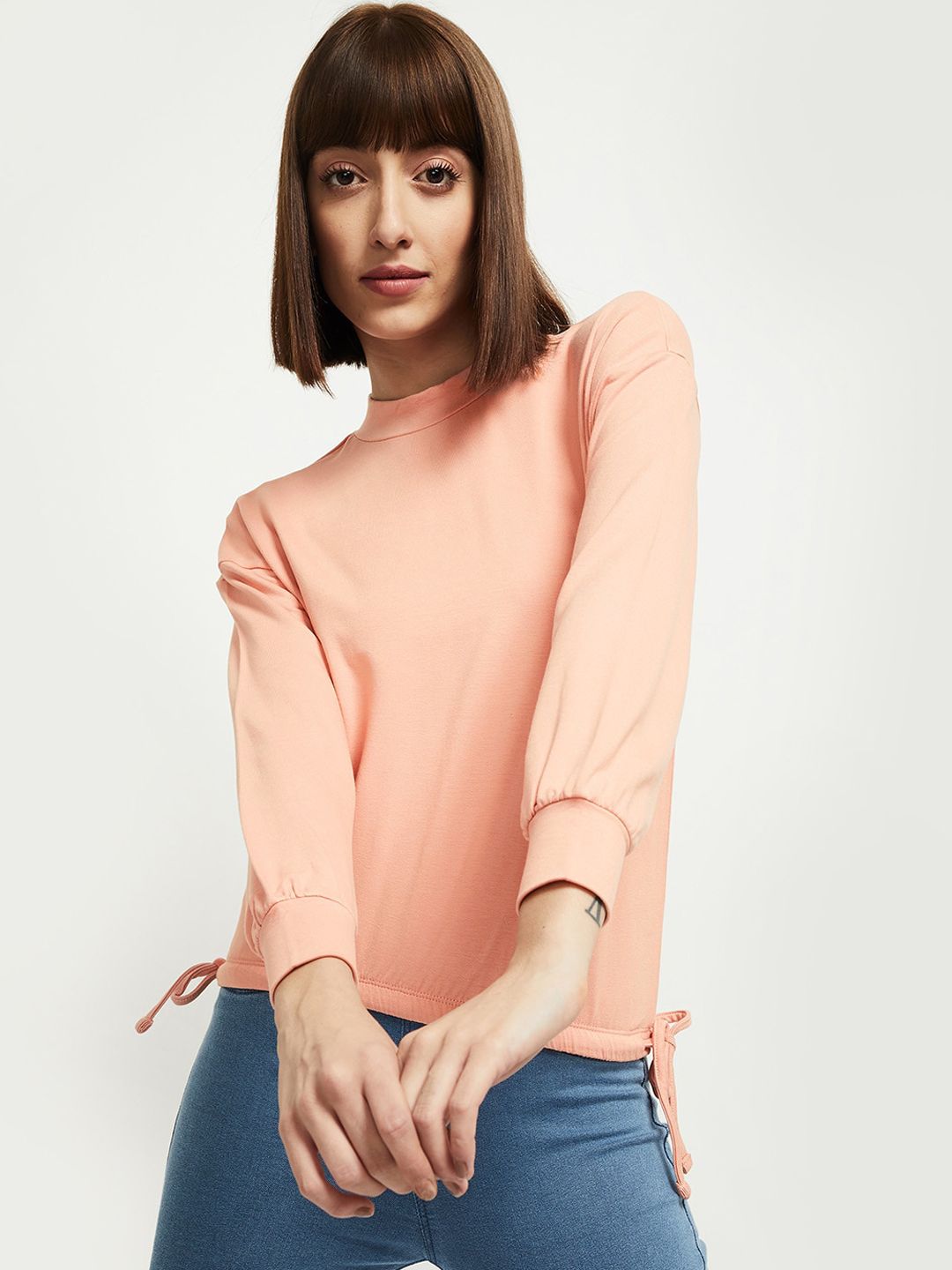 max Women Peach-Coloured Sweatshirt Price in India