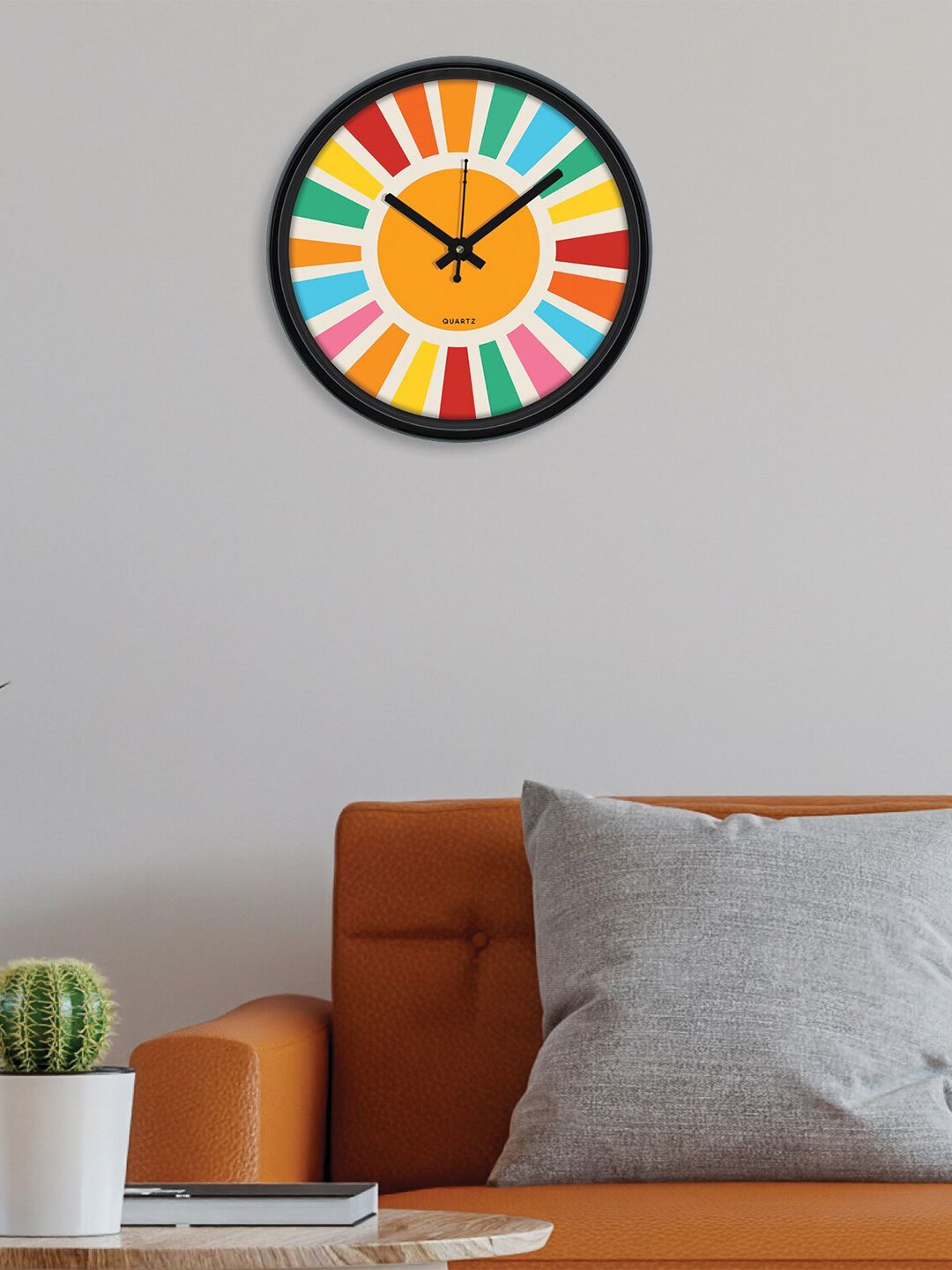 HomeTown Multicoloured Textured Contemporary Wall Clock Price in India