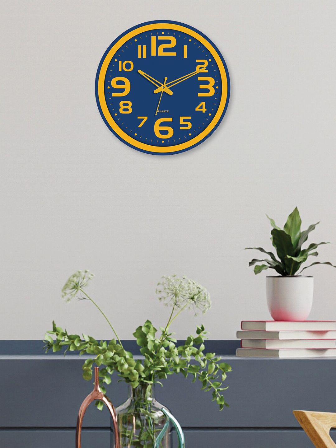 HomeTown Blue & Yellow Contemporary Wall Clock Price in India