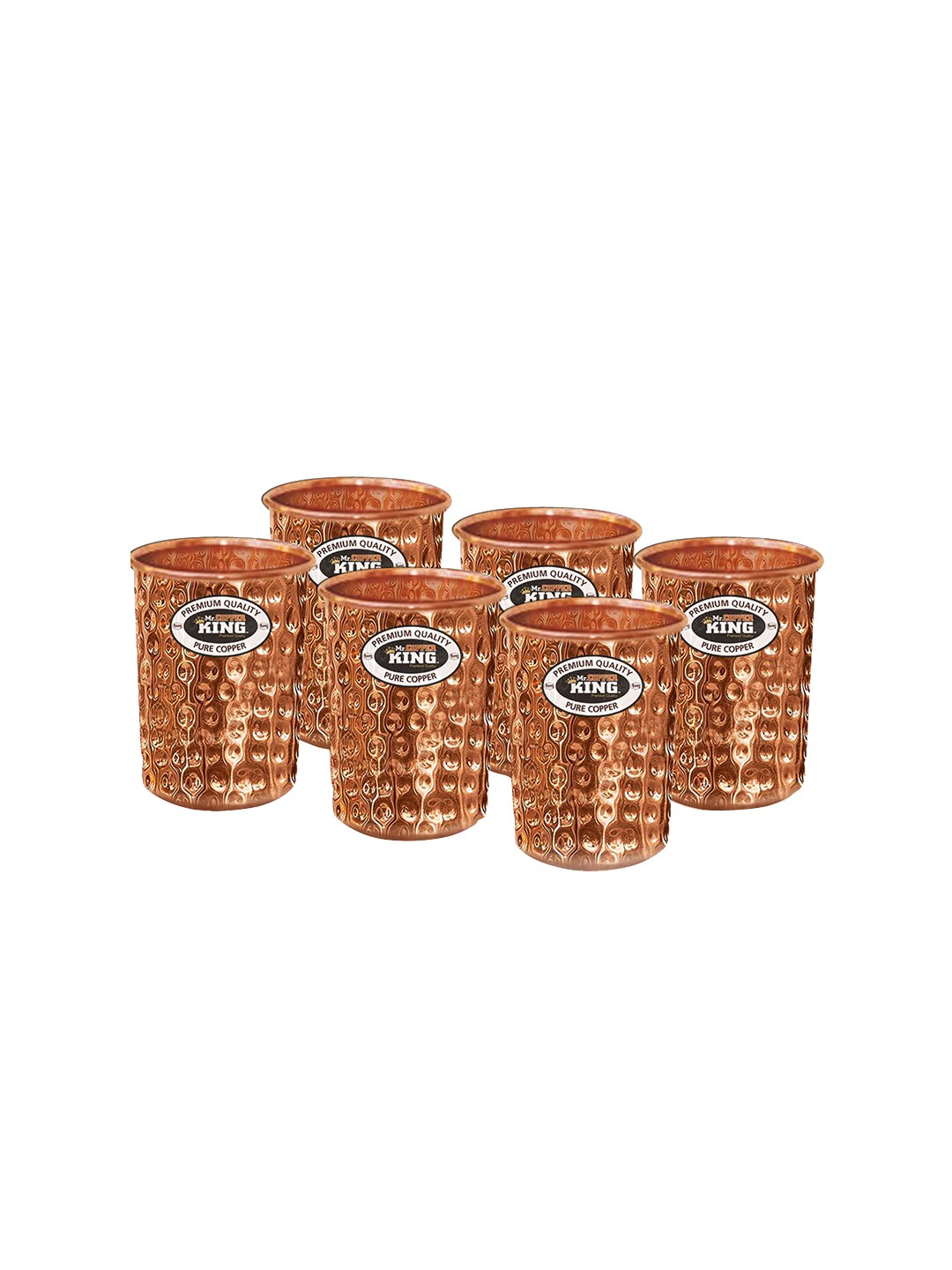 MR. COPPER KING Set Of 6 Copper-Toned Textured Tumbler Set Price in India
