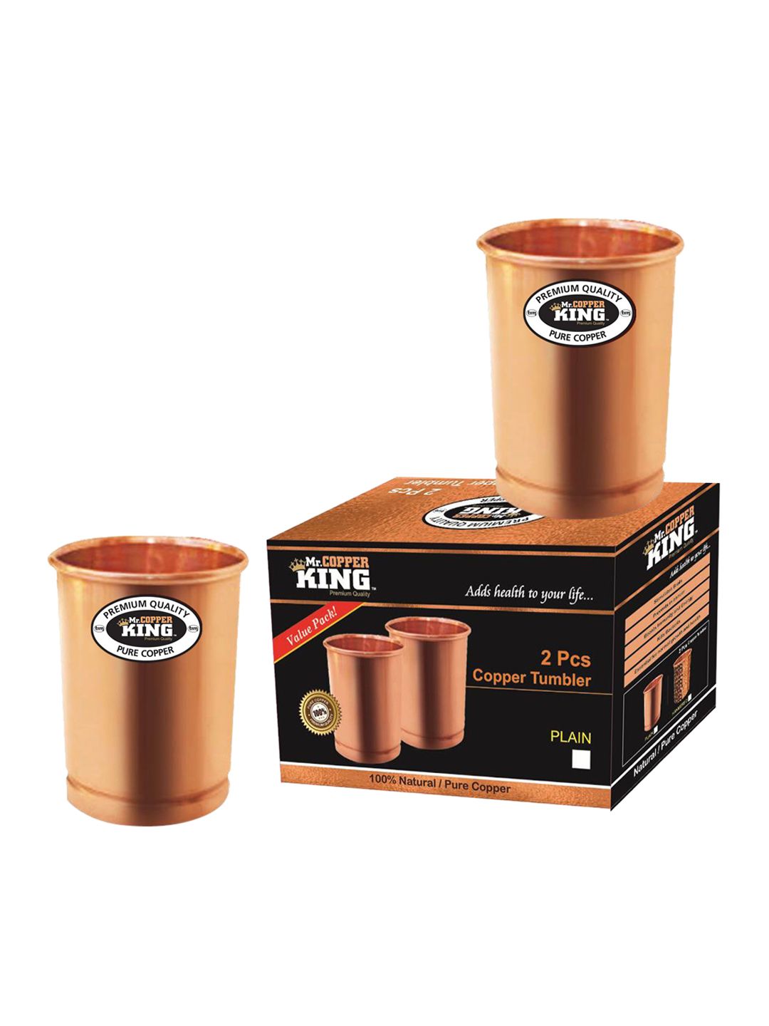 MR. COPPER KING Set Of 2 Copper-Toned Solid Tumblers Price in India