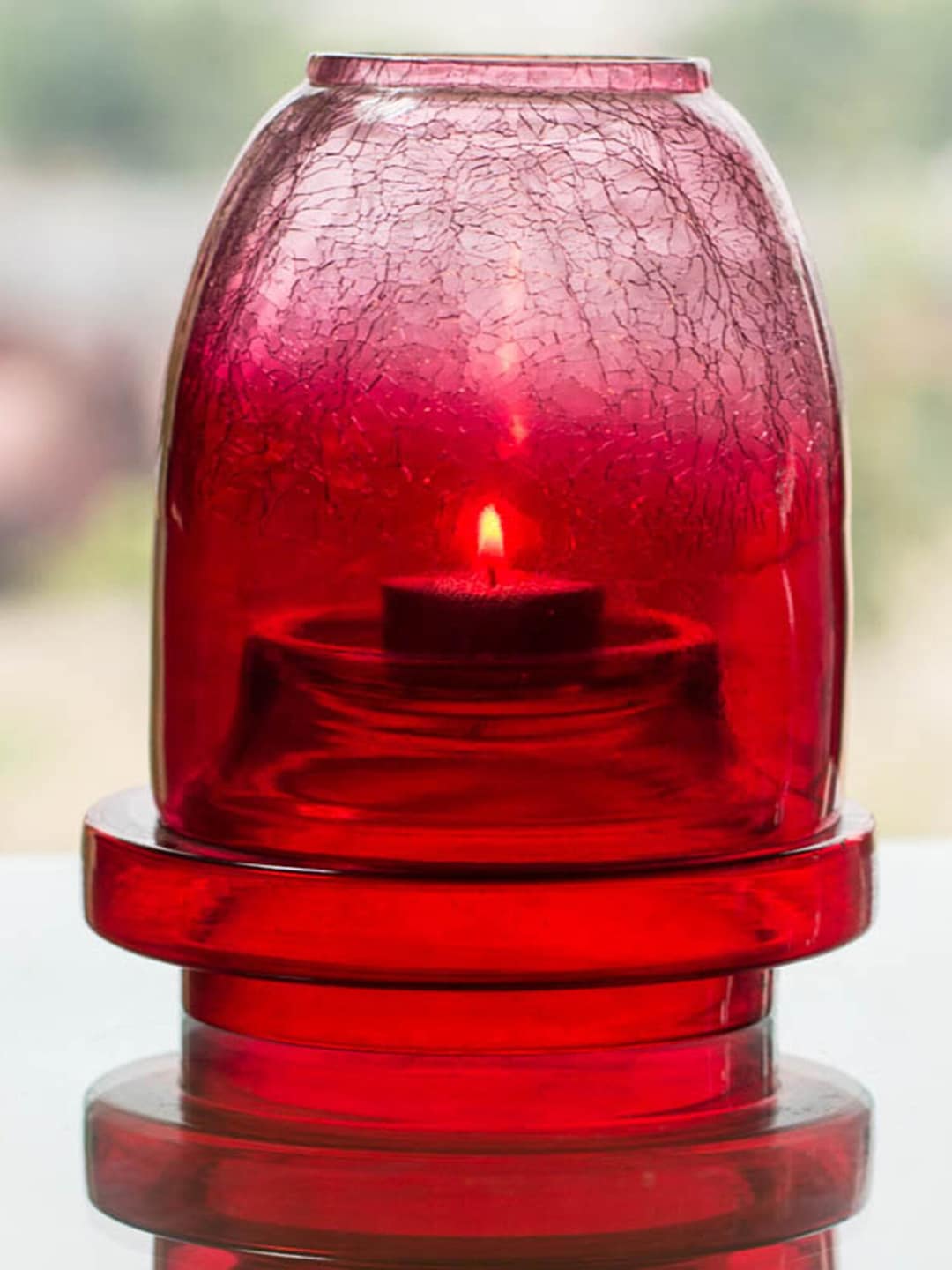 Homesake Red Akhand Diya with Glass Cover Price in India