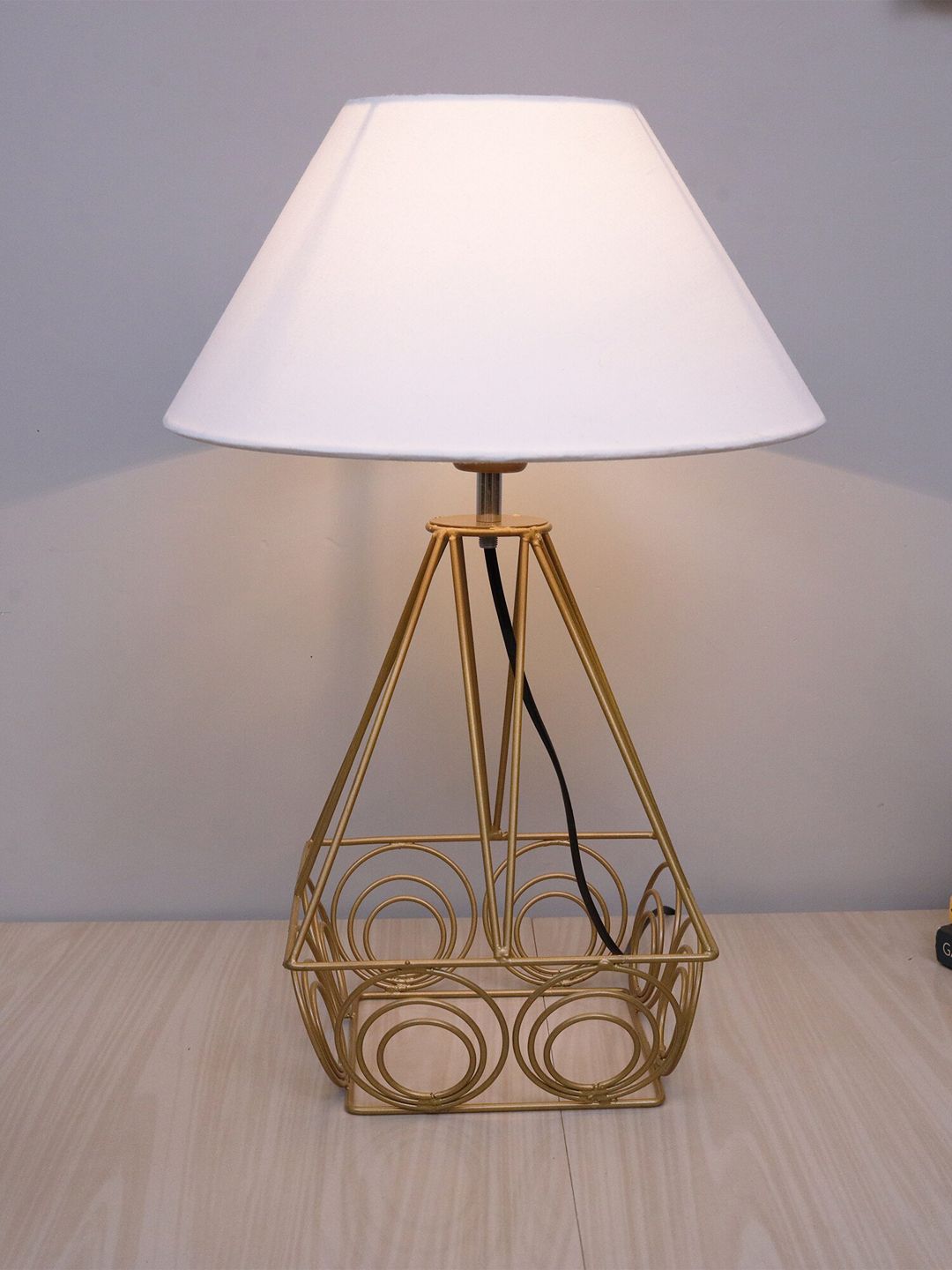 Homesake White & Gold Modern Farmhouse Metal Desk Table Lamp Price in India