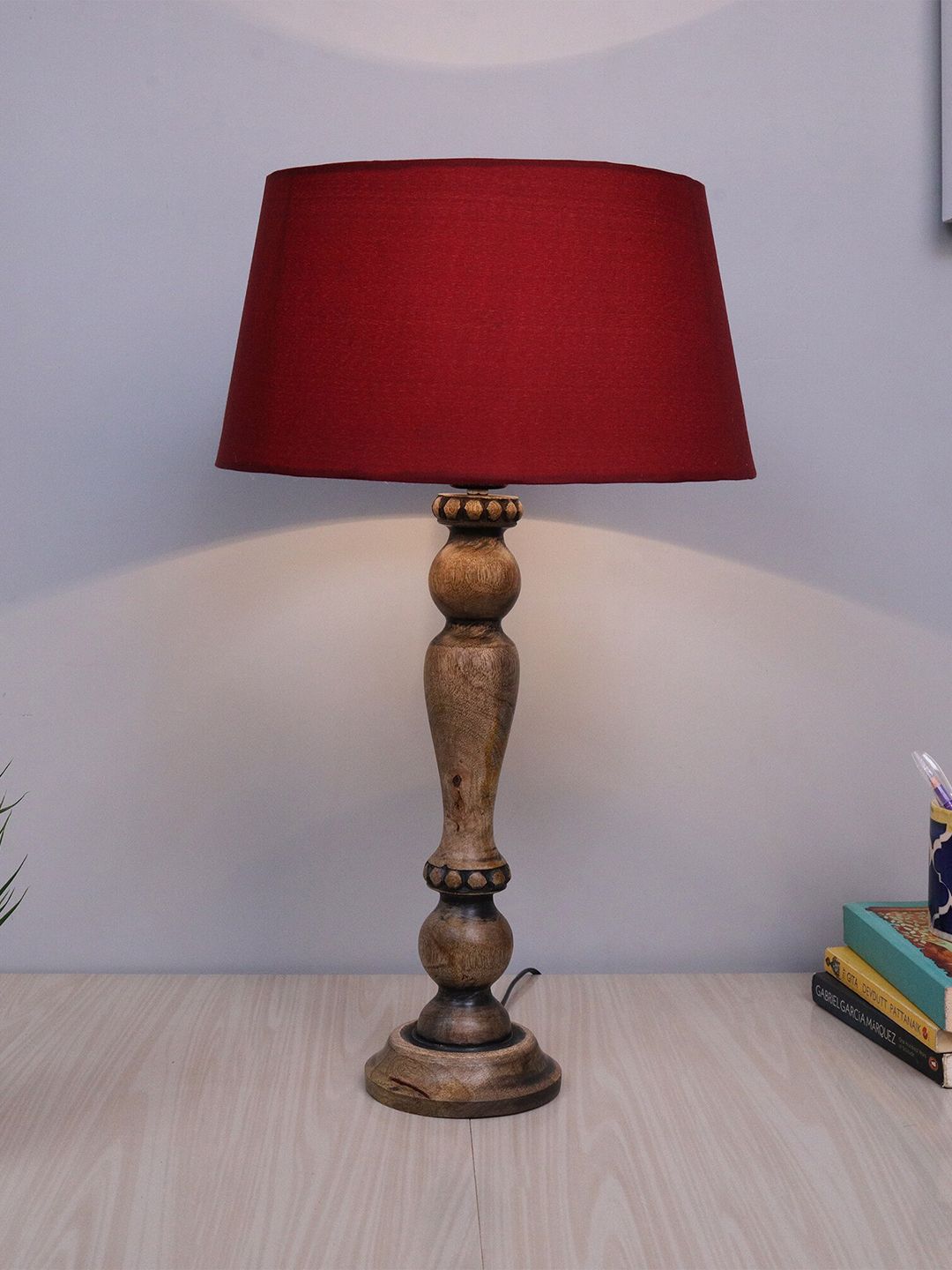 Homesake Red Table Lamp with Shade Price in India