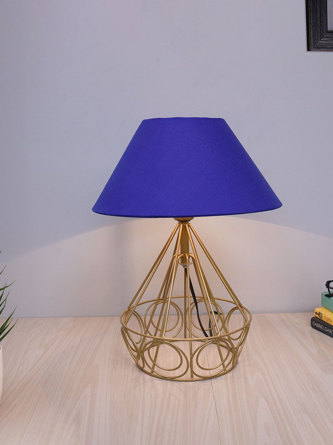 Homesake Blue & Gold Modern Farmhouse Metal Desk Table Lamp Price in India