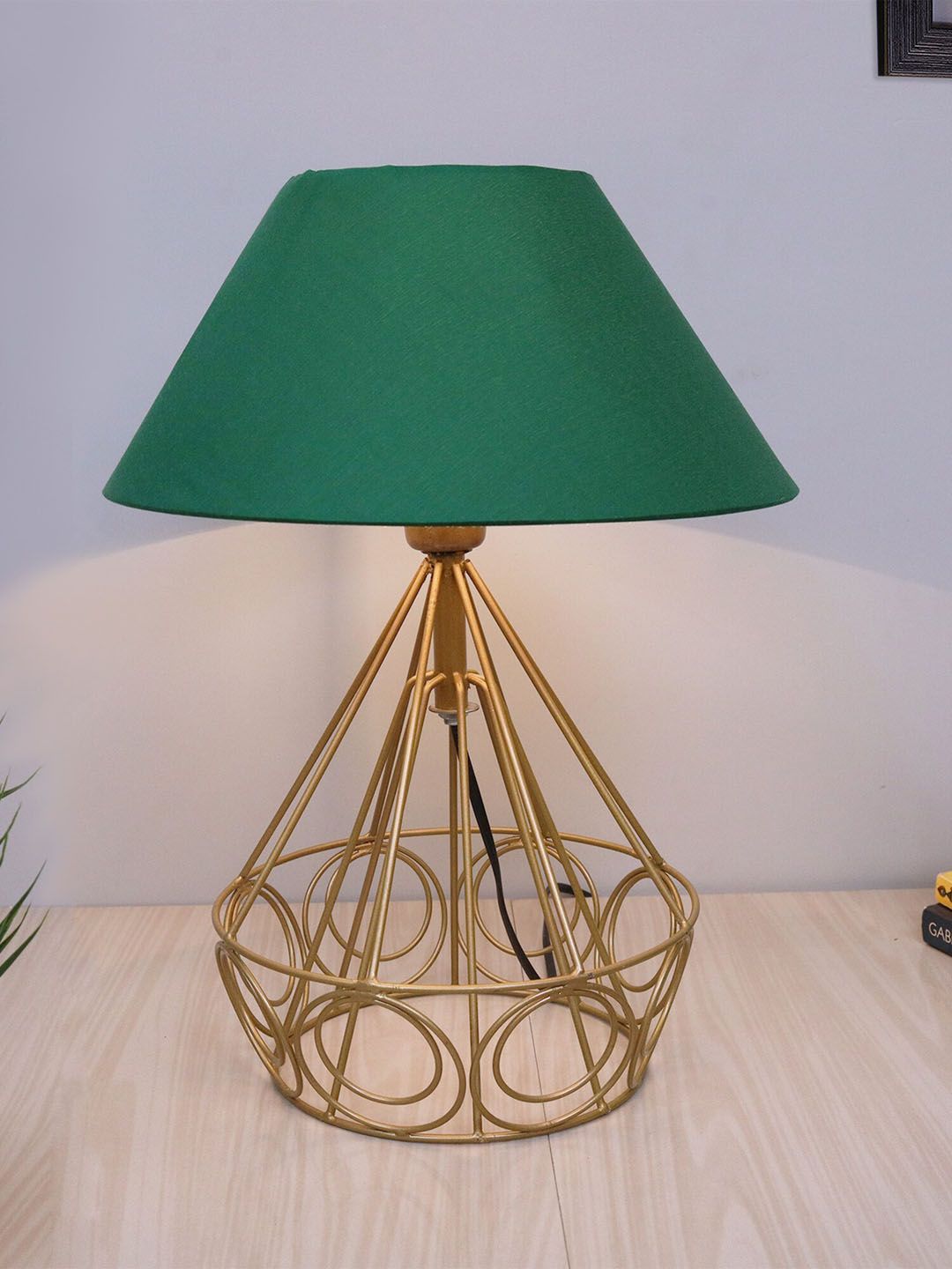 Homesake Green & Gold-Toned Metal Table Lamp with Shade Price in India