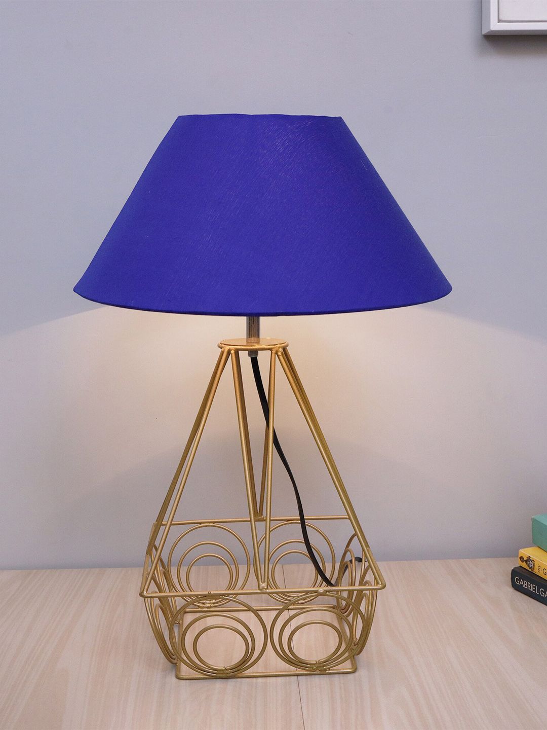 Homesake Blue & Gold Modern Farmhouse Metal Desk Table Lamp Price in India