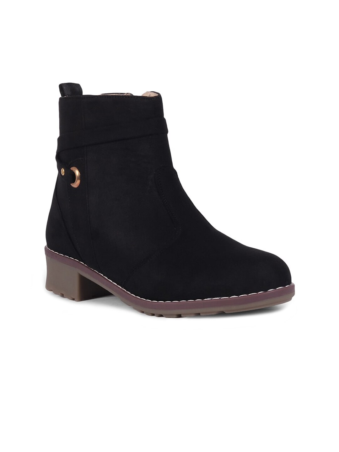 Bella Toes Women Black Suede Flat Boots Price in India