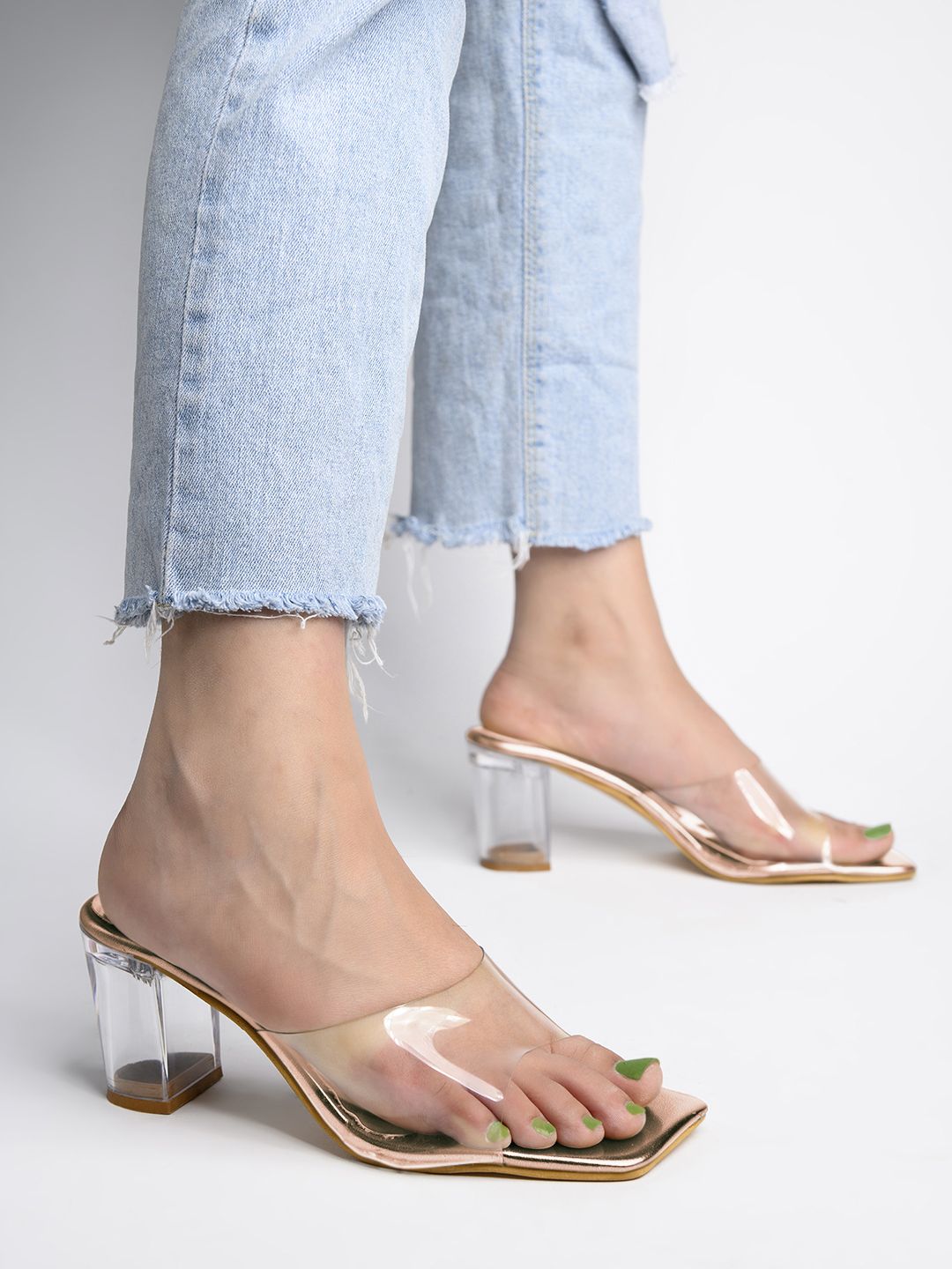 Shoetopia Pink Block Mules