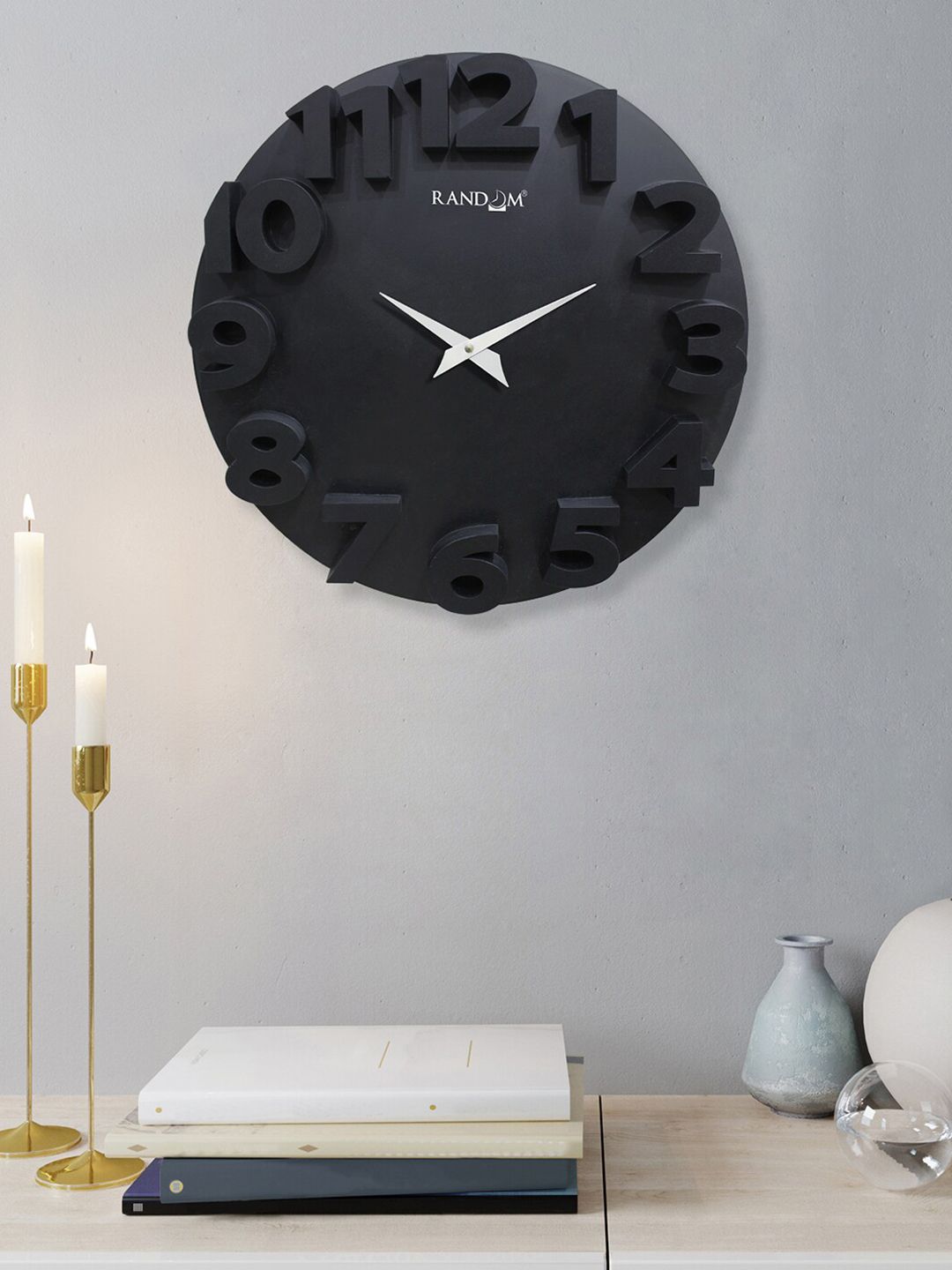 RANDOM Black Contemporary 35 cm Analogue Wall Clock Price in India
