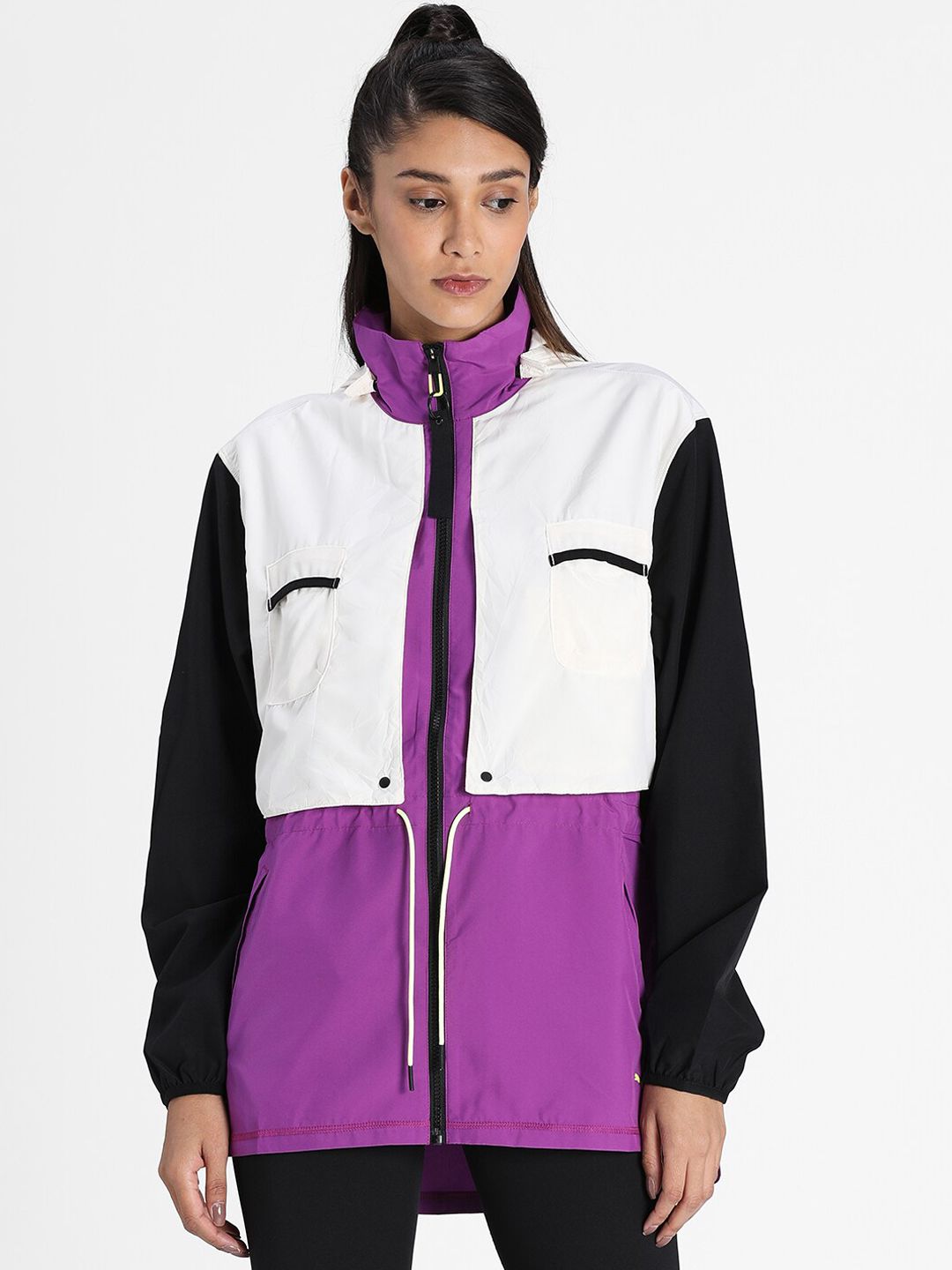 Puma x FIRST MILE Women Purple & White Woven Training Relaxed Jacket Price in India