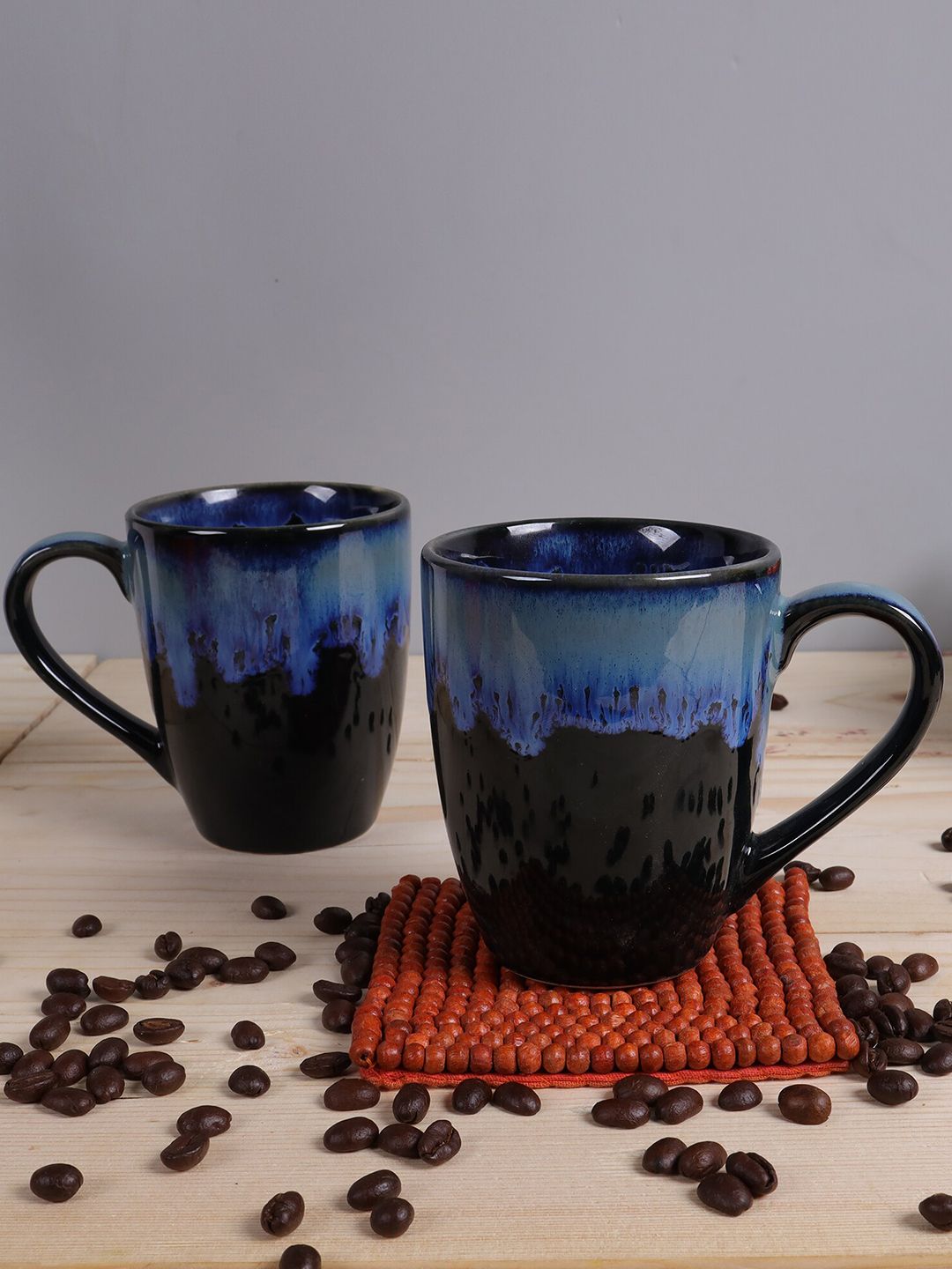 Homesake Set of 2 Black Textured Coffee Mugs Price in India