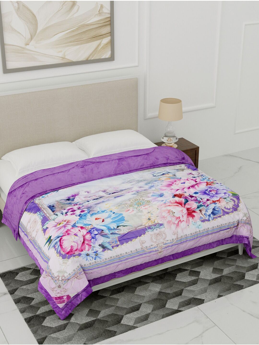 Home Fresh Lavender & Pink Floral Heavy Winter Single Bed Comforter Price in India