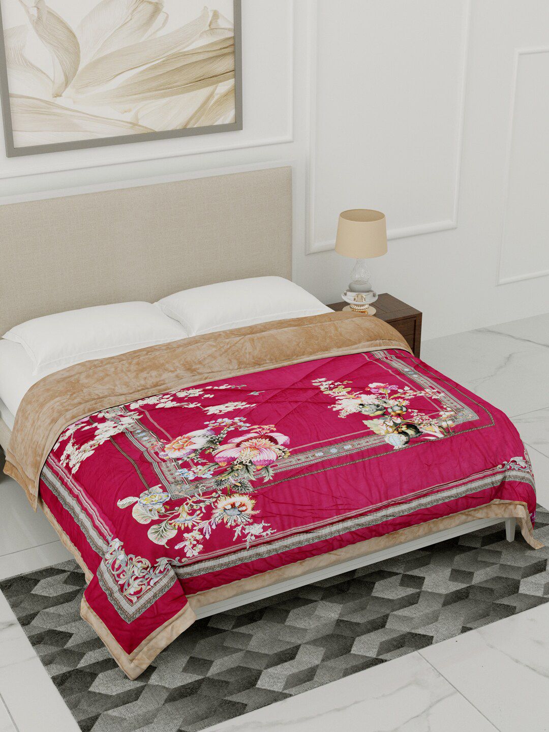 Home Fresh Maroon & Beige Floral Heavy Winter Single Bed Comforter Price in India