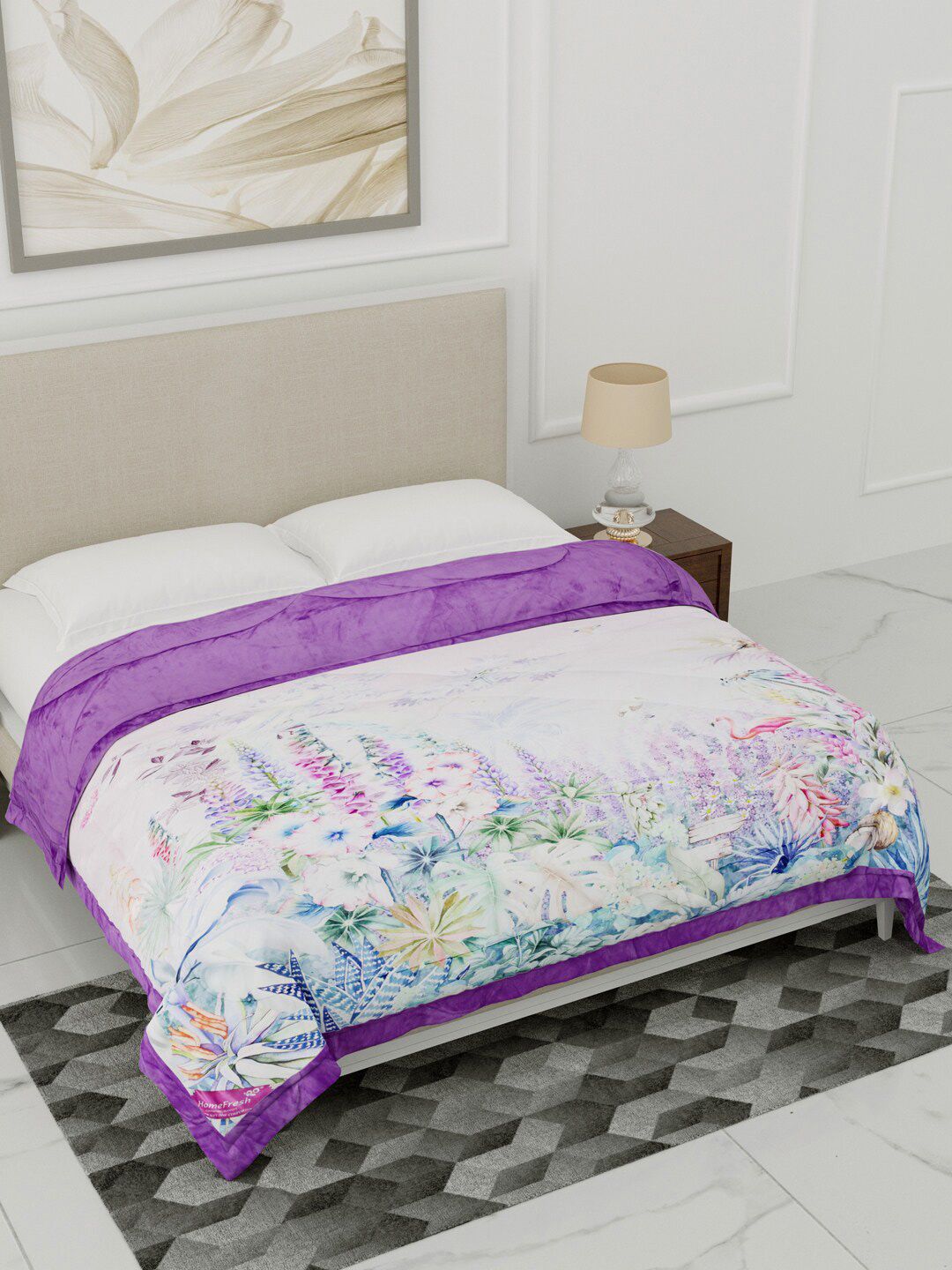 Home Fresh Magenta & Lavender Floral Heavy Winter 1000 GSM Single Bed Comforter Price in India
