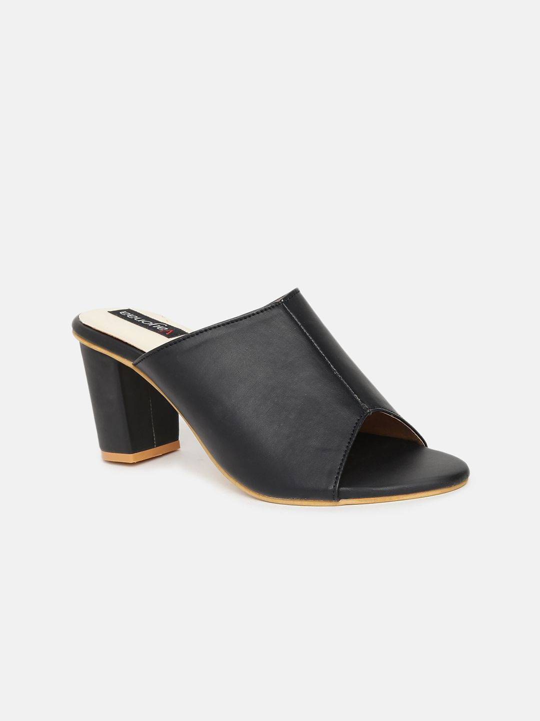 VAYONAA Black Solid Block Mules Price in India