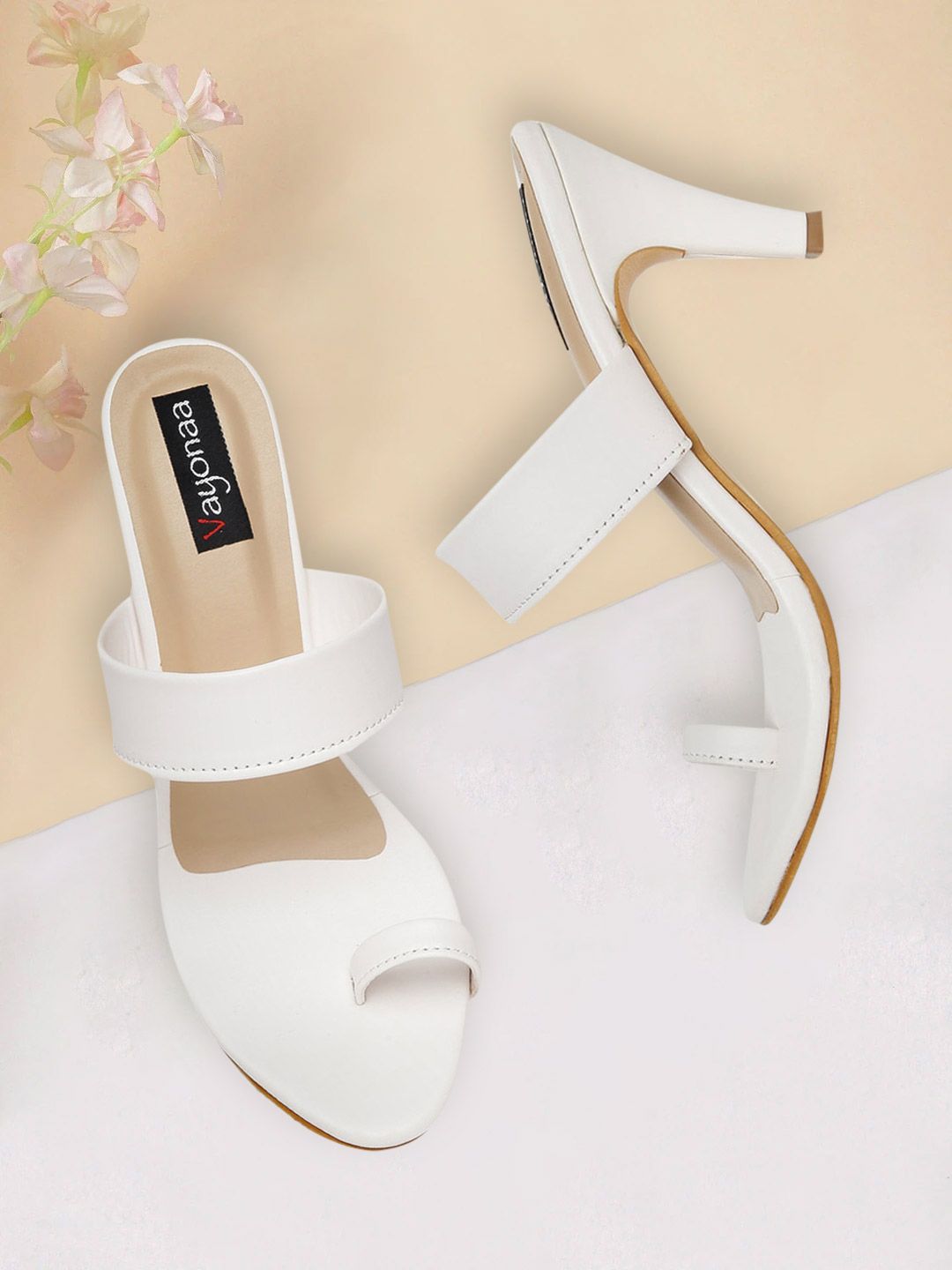 VAYONAA White PU Slim Heels Price in India