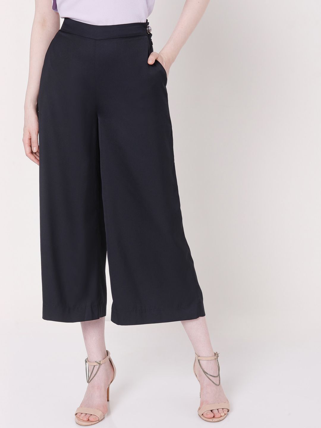 Vero Moda Women Blue Slim Fit High-Rise Culottes Trousers Price in India