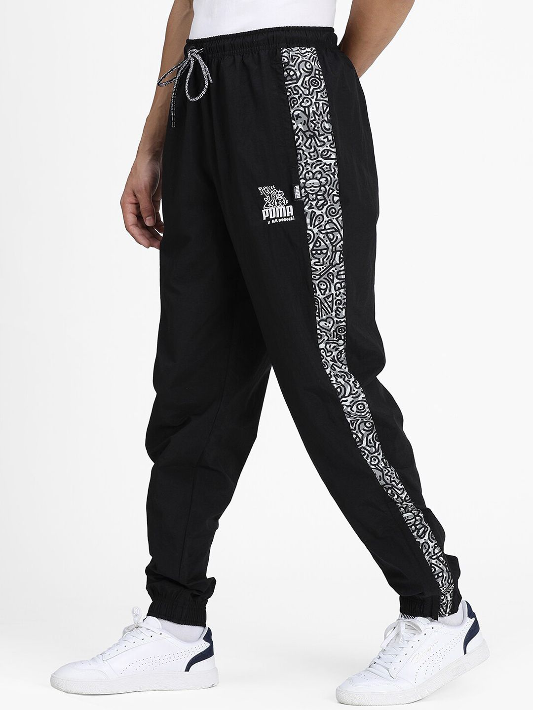 Buy Puma x Mr Doodle Men Black & White Solid Jogger Sweatpants