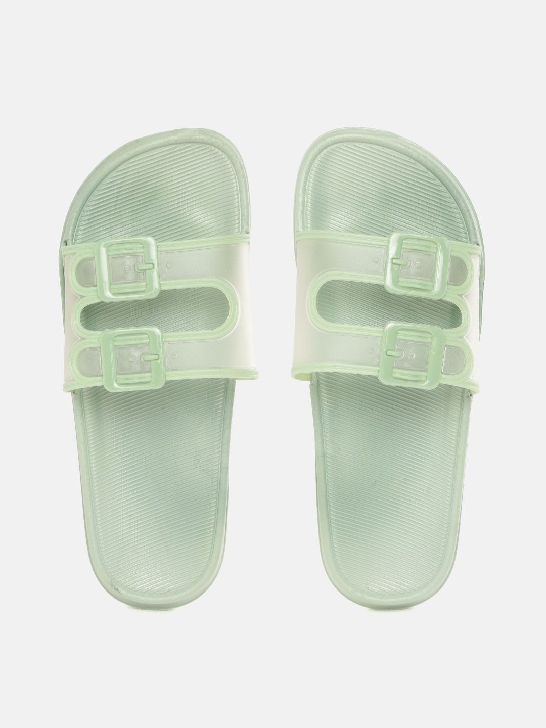 Mast & Harbour Women Transparent & Green Solid Slip-On Price in India