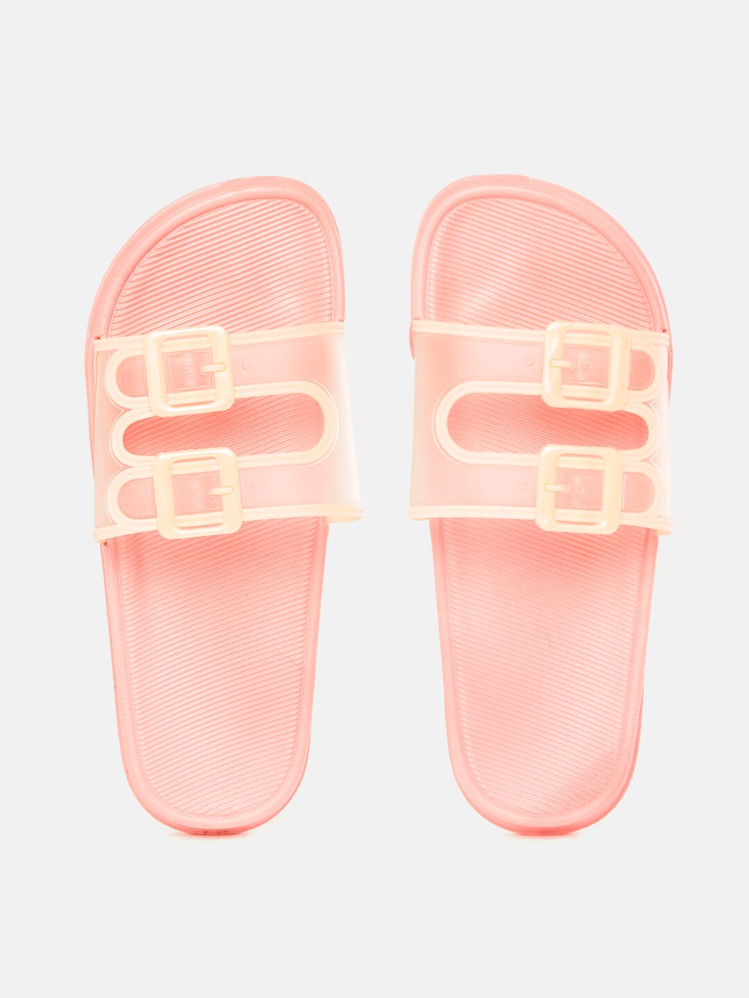 Mast & Harbour Women Transparent & Pink Solid Slip-On Price in India