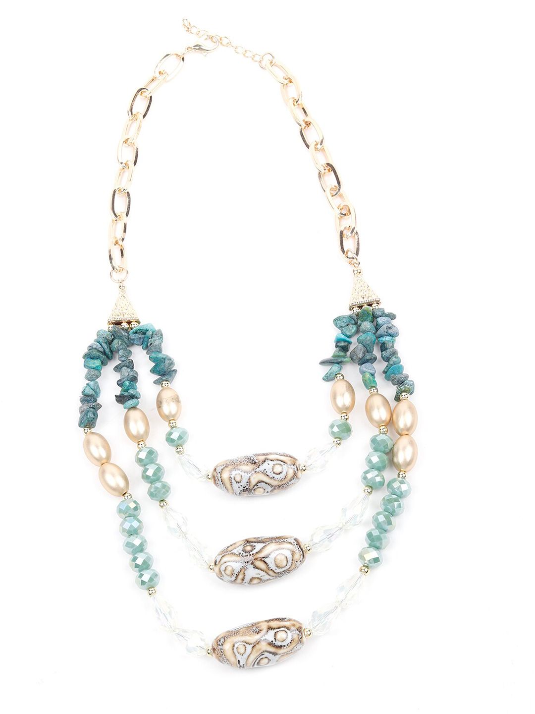 ODETTE Turquoise Blue & Gold-Toned Bohemian Necklace Price in India