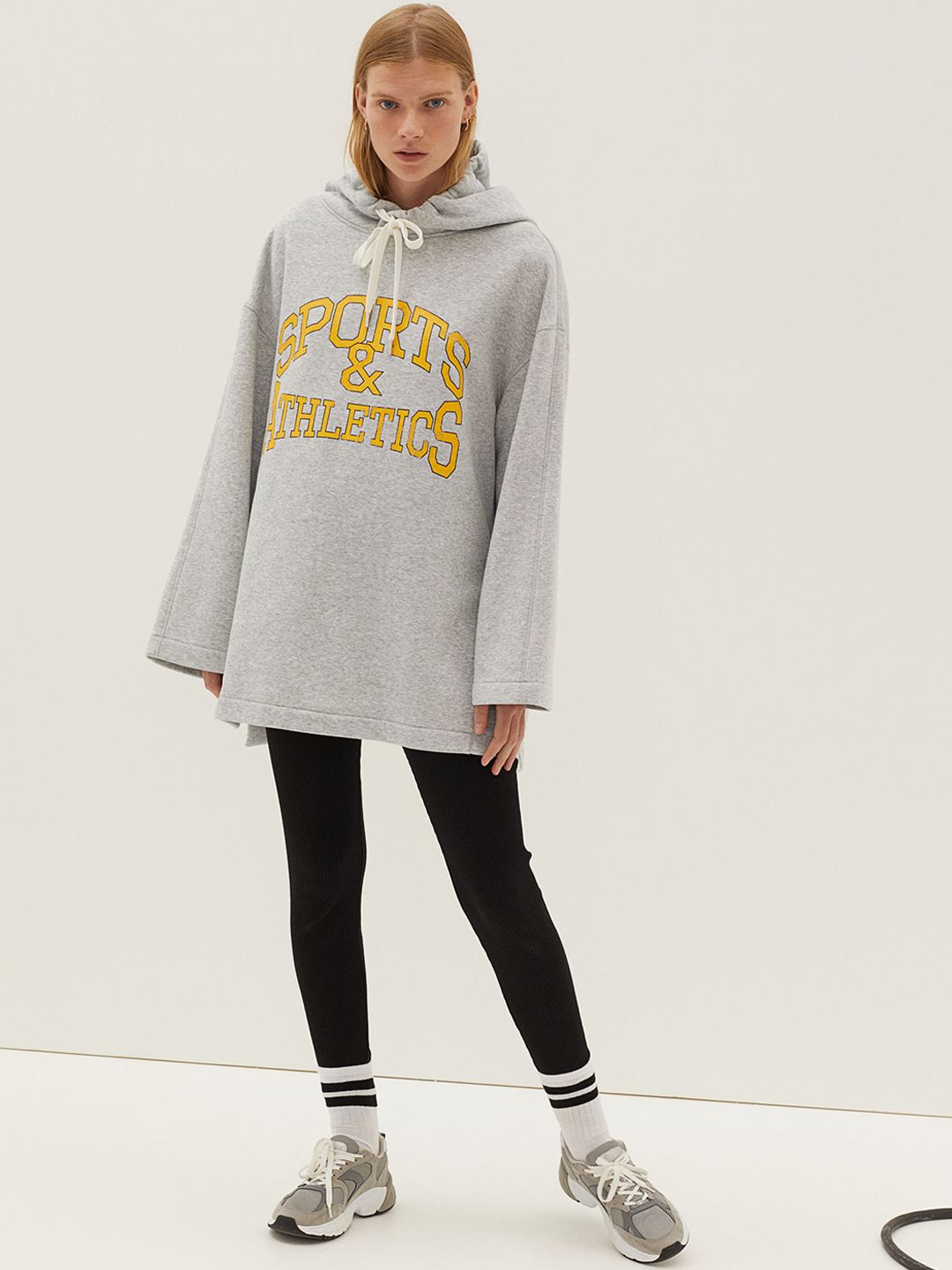 H&M Women Grey Printed Hoodie Price in India