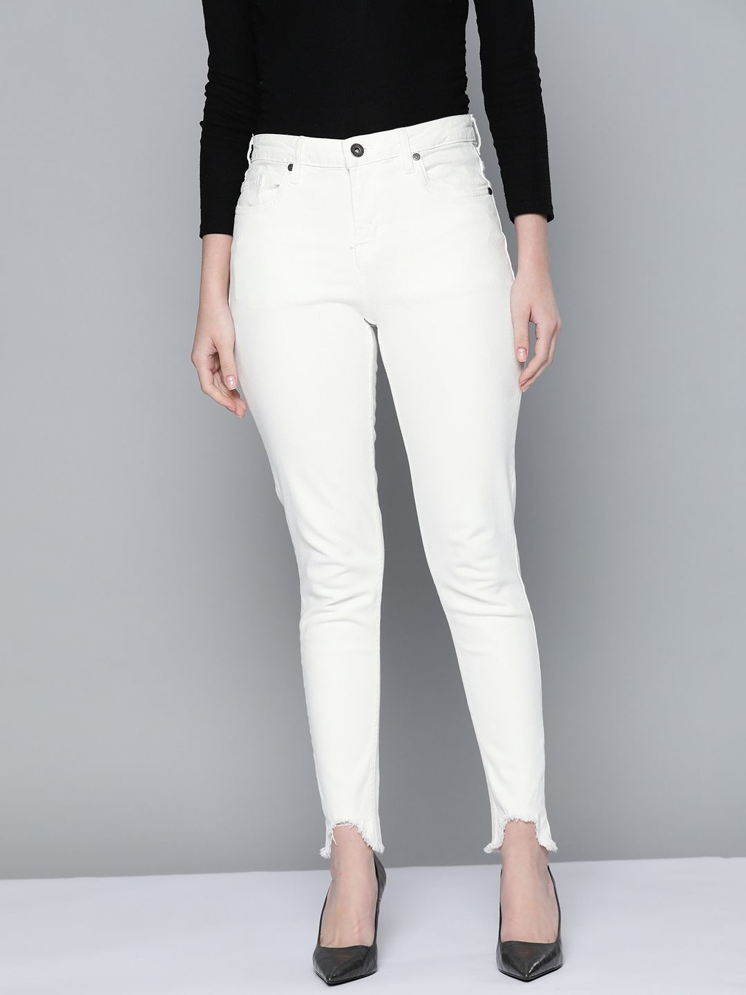 Chemistry Women White Skinny Fit Stretchable Jeans Price in India