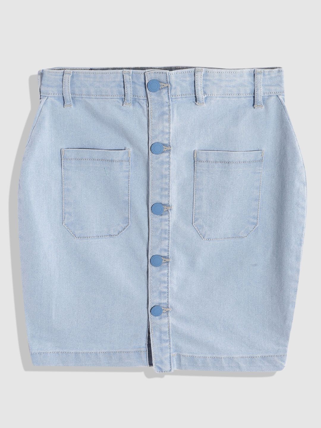 M&H Juniors Girls Blue Solid Mid-Rise Skirt