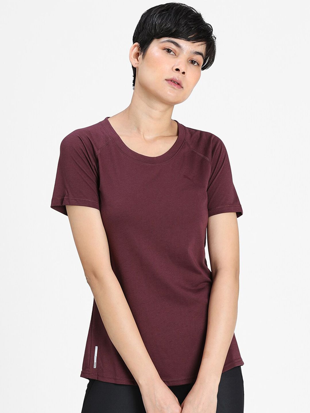 Puma Women Burgundy Training dryCELL Raglan Slim T-shirt Price in India