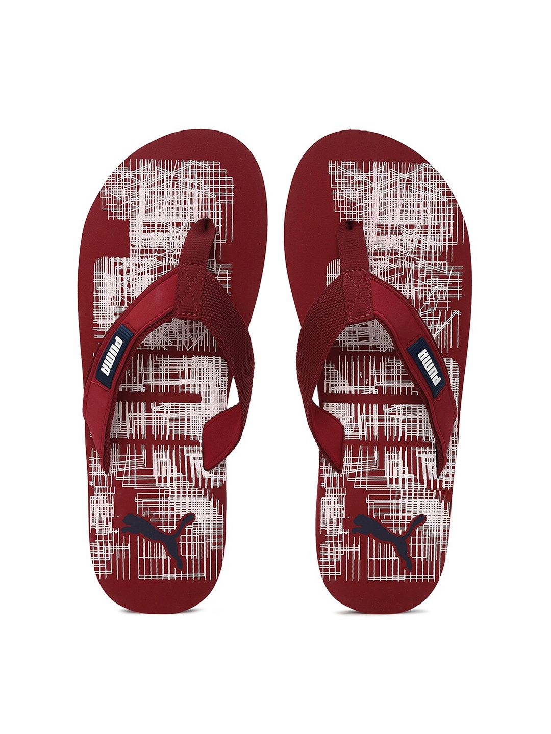 Puma Unisex Red Off-White Printed Contour Thong Flip-Flops Price in India