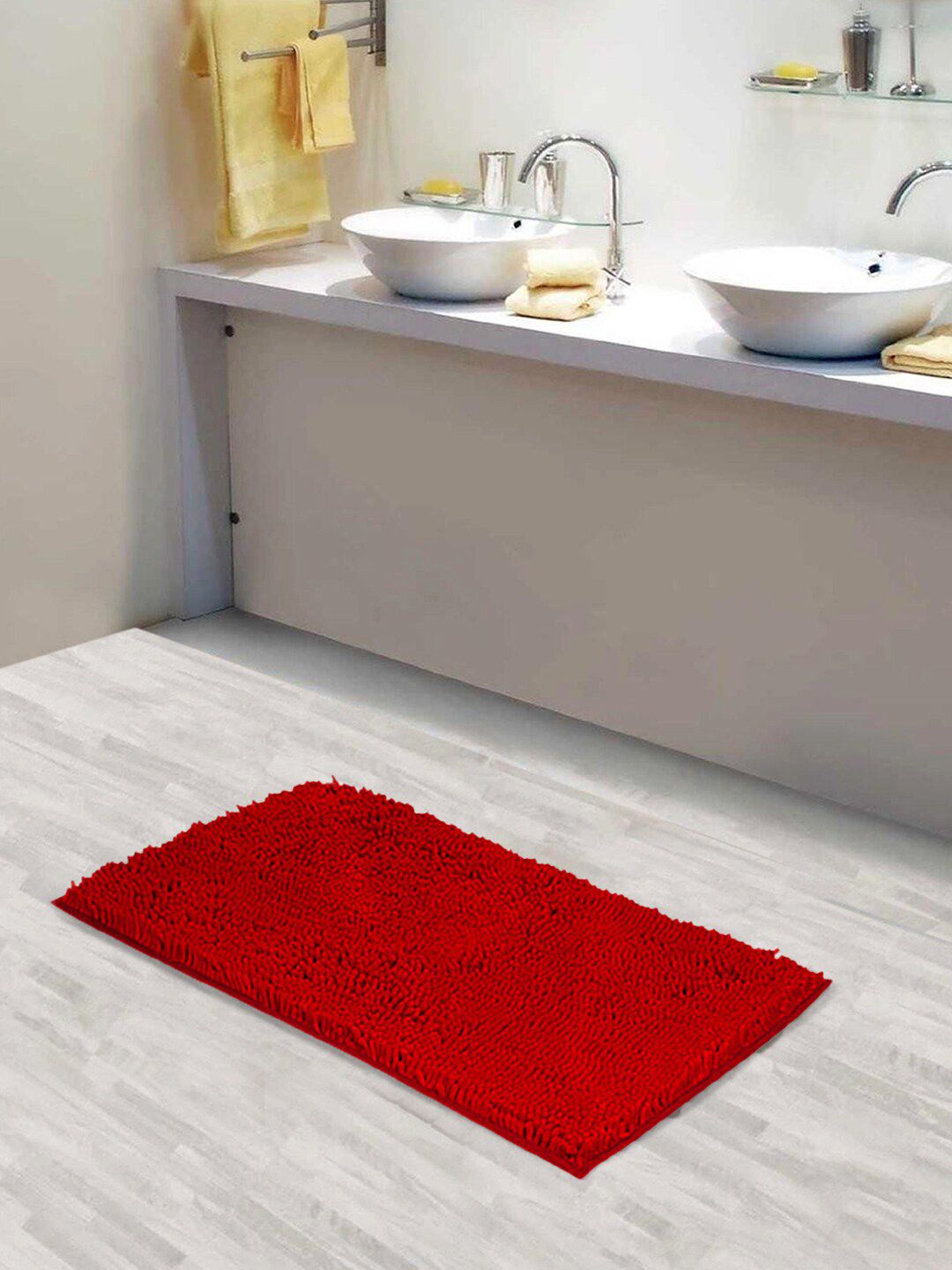 Lushomes Red Solid 1800 GSM Bath Rug Price in India