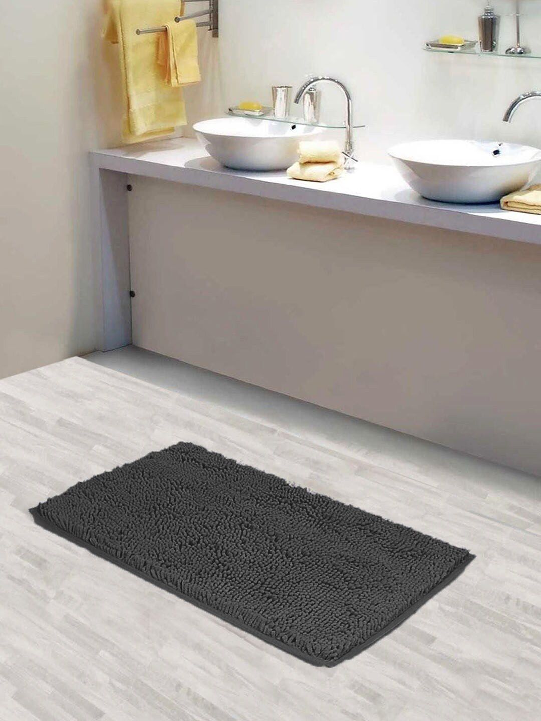 Lushomes Grey Solid 1800 GSM Bath Rug Price in India