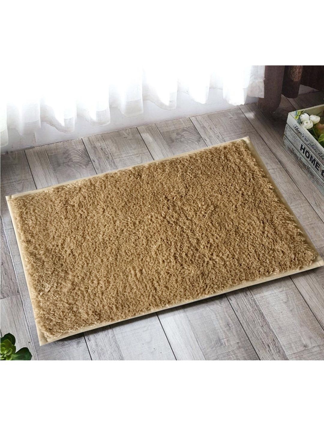 Lushomes Camel Brown Thick & Fluffy 1800 GSM High Pile Microfiber Bath Rug Price in India