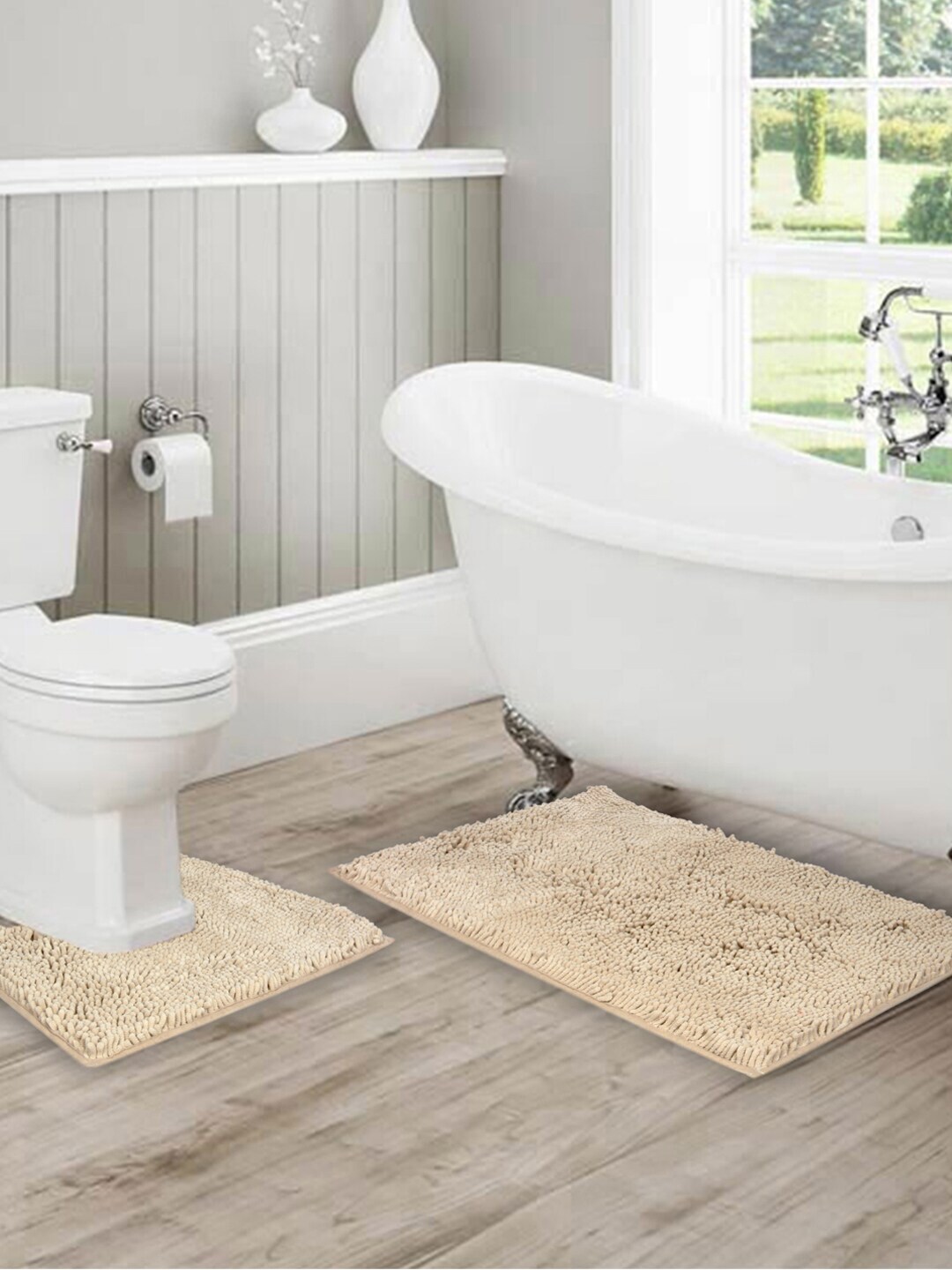 Lushomes Brown High Pile Microfiber with Synthetic Backing Bathmat Price in India