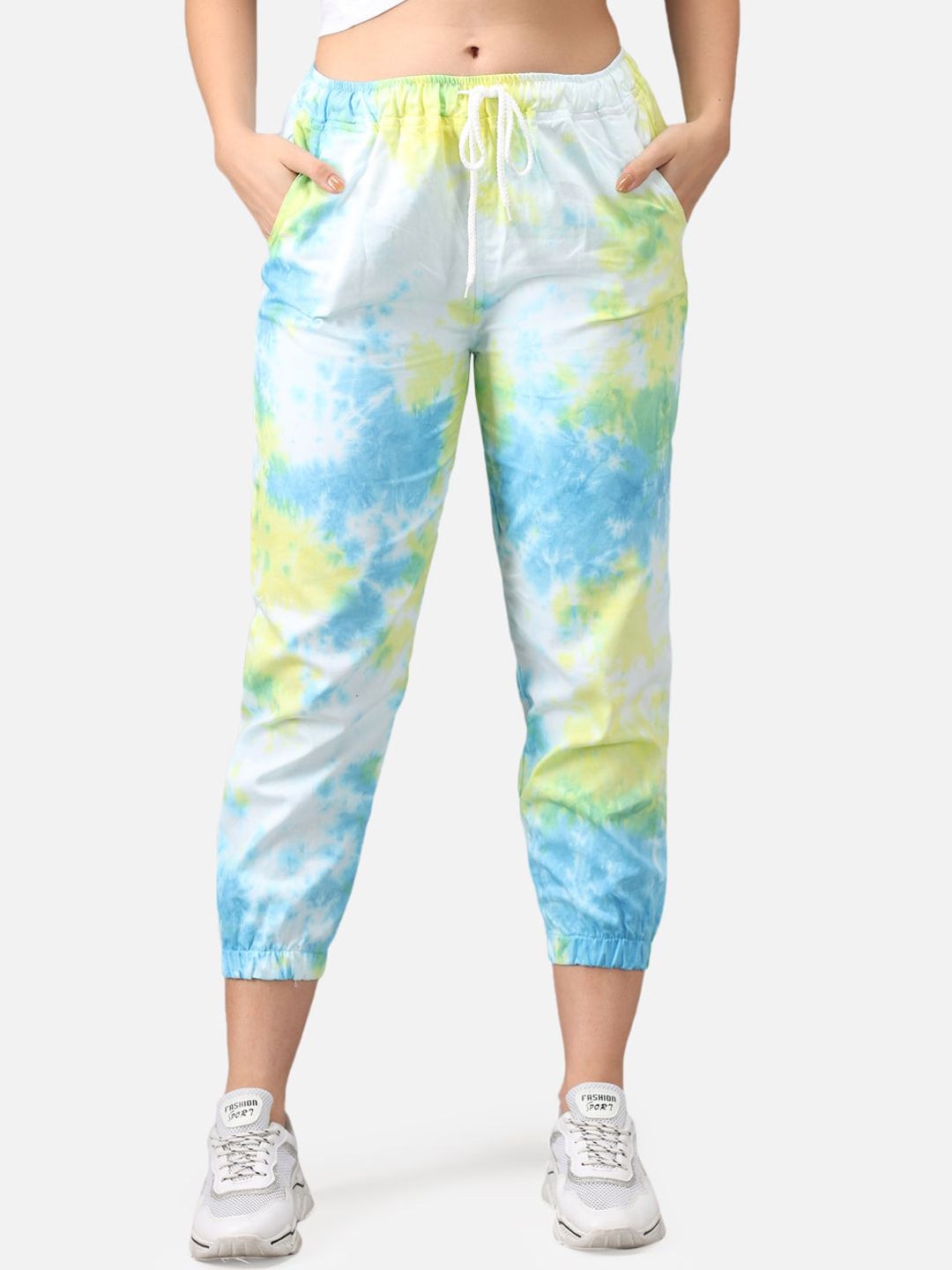 FurryFlair Women Green Tie& Dye Printed Original Easy Wash Joggers Trousers Price in India