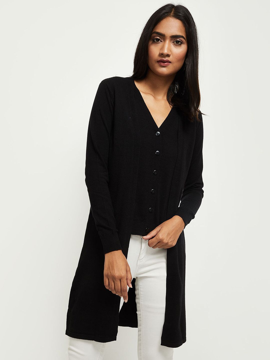 max Women Black Longline Shrug Price in India