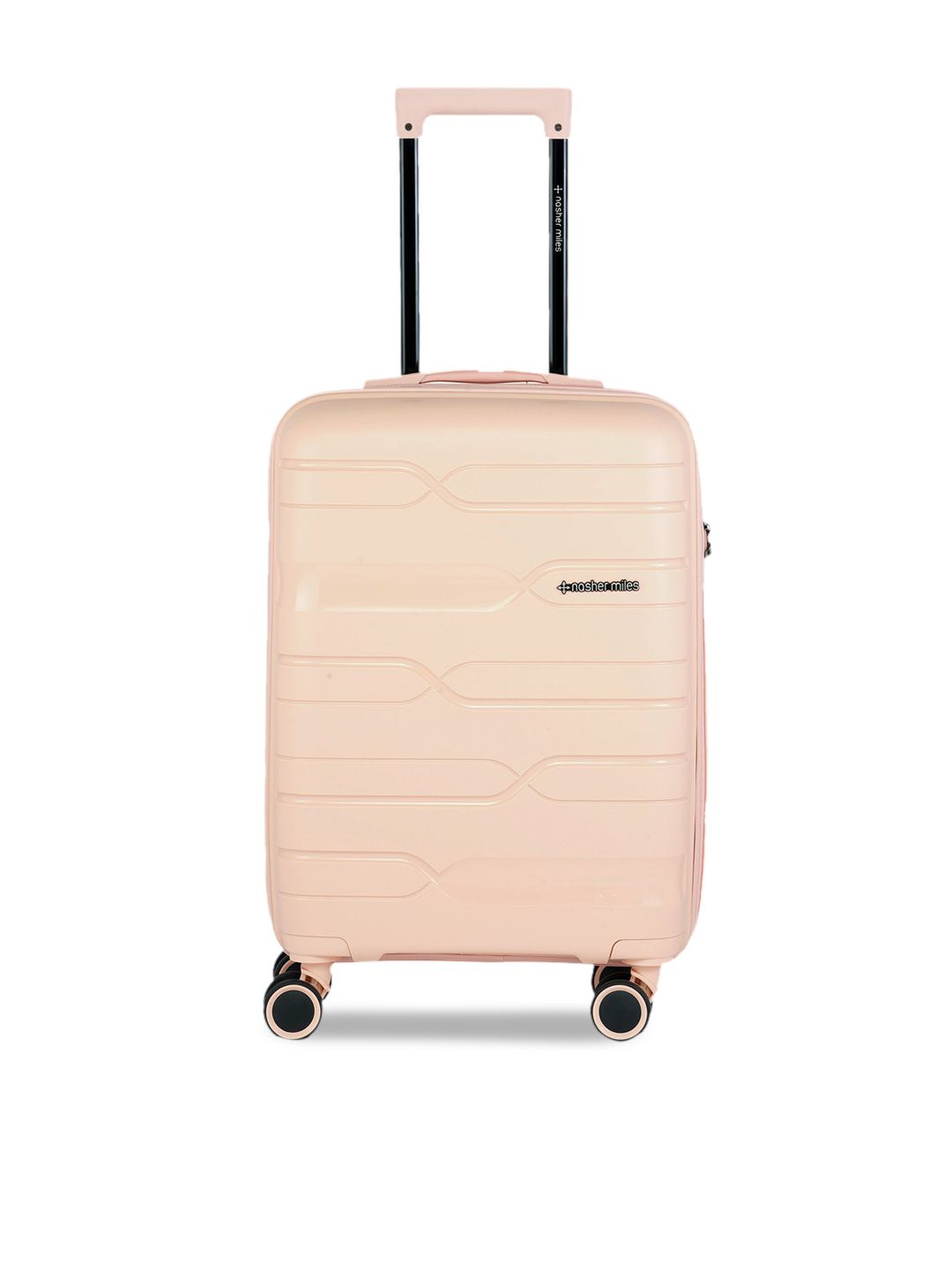 Nasher Miles Peach-Toned & Black Solid Hard-Sided Cabin Trolley Bag Price in India
