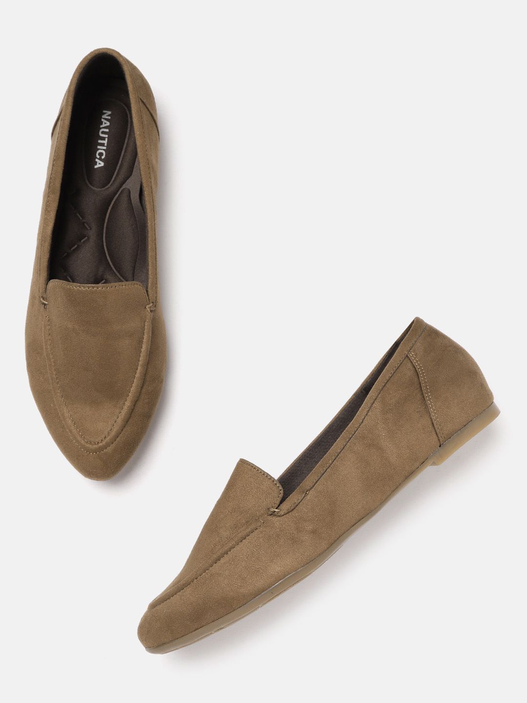 Nautica Women Brown Solid Pointed Toe Loafers Price in India