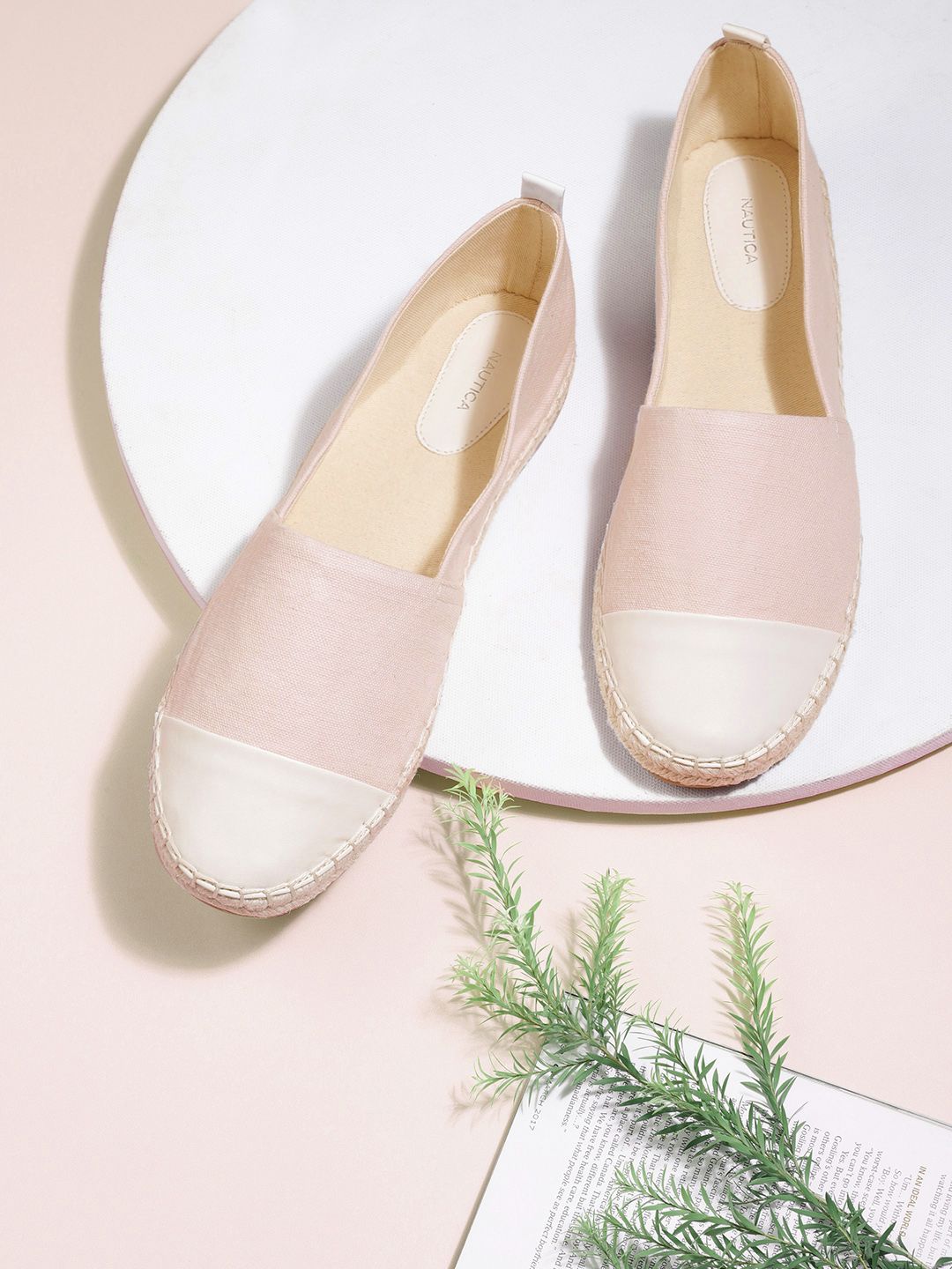 Nautica Women Peach-Coloured & White Colourblocked Espadrilles Price in India