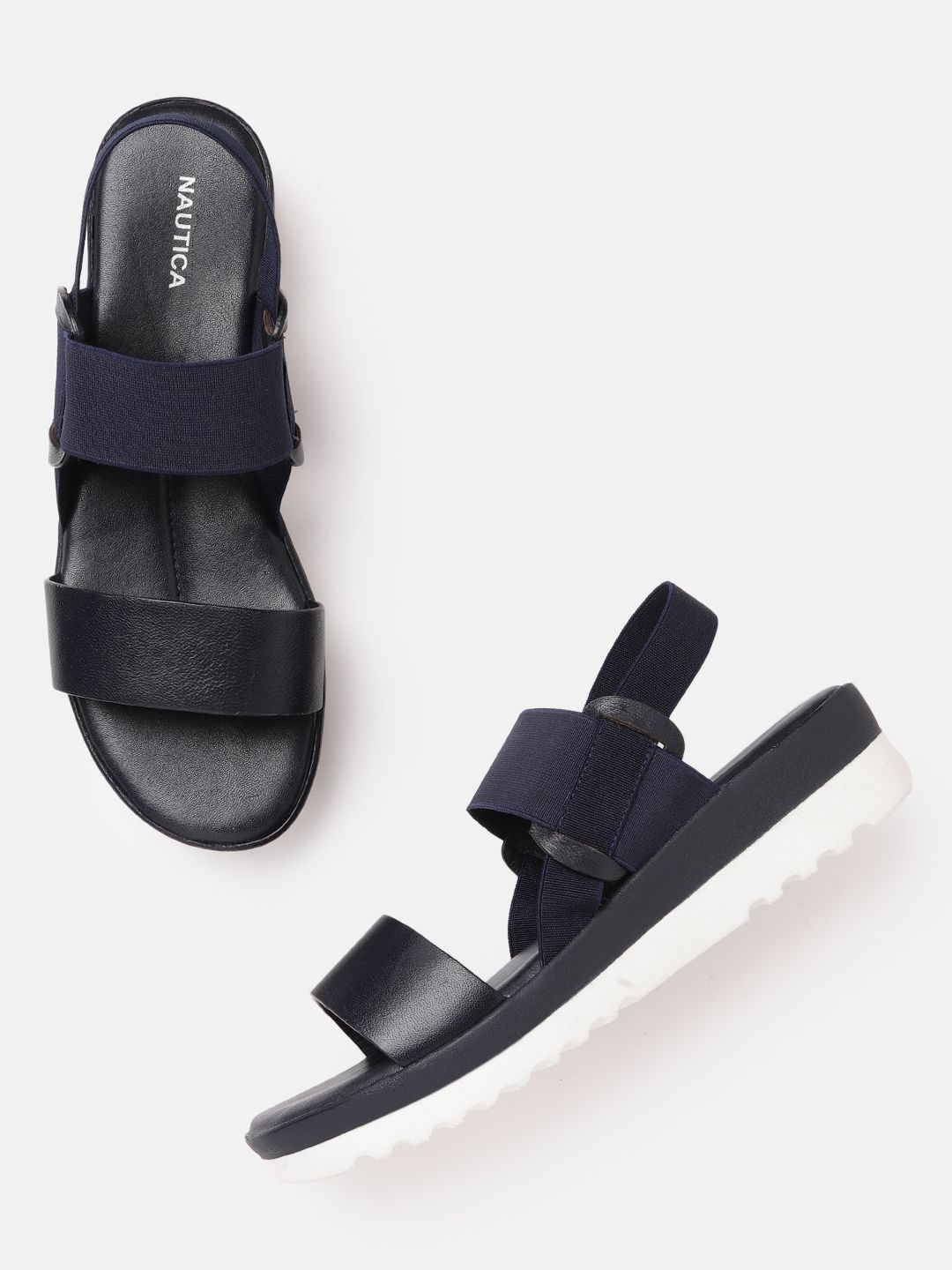 Nautica Navy Blue Solid Comfort Sandals Price in India