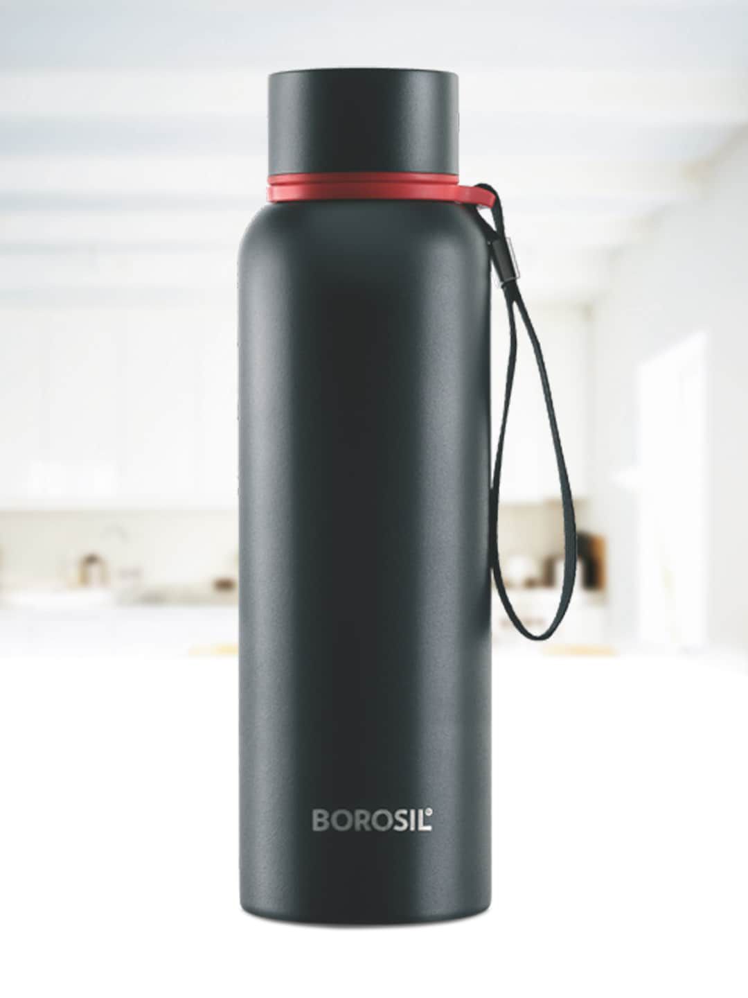 BOROSIL Black Solid Stainless Steel Hydra Trek Vacuum Insulated Flask Water Bottle 700 ml Price in India